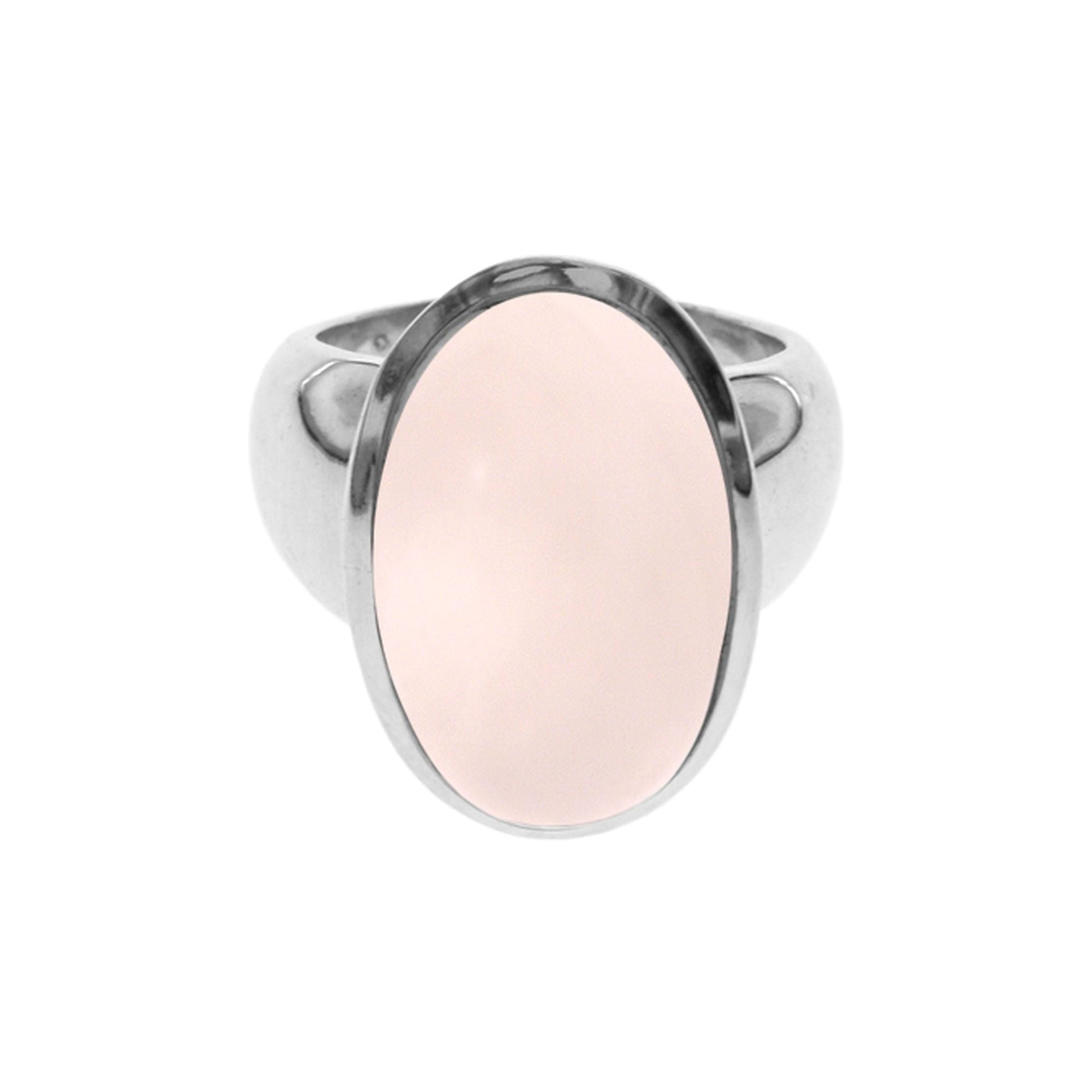 Amy large oval rose quartz wide shoulder ring