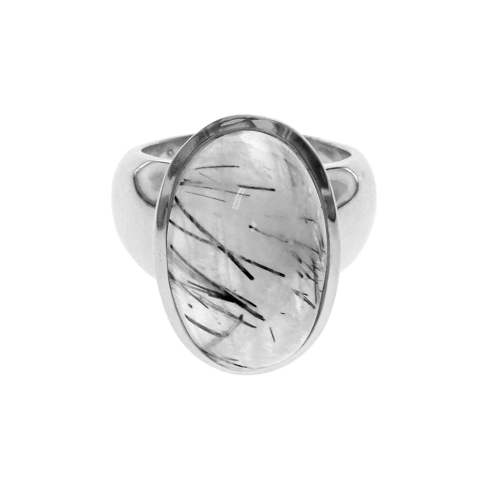 Amy large oval tourmalated quartz wide shoulder ring