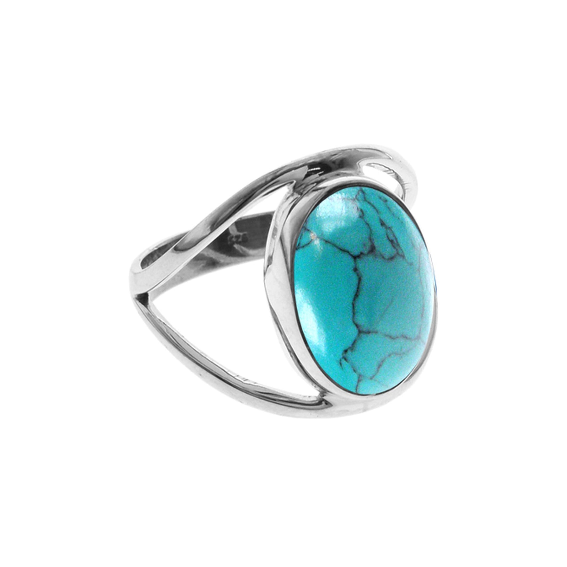 Amy split band ring with oval turquoise