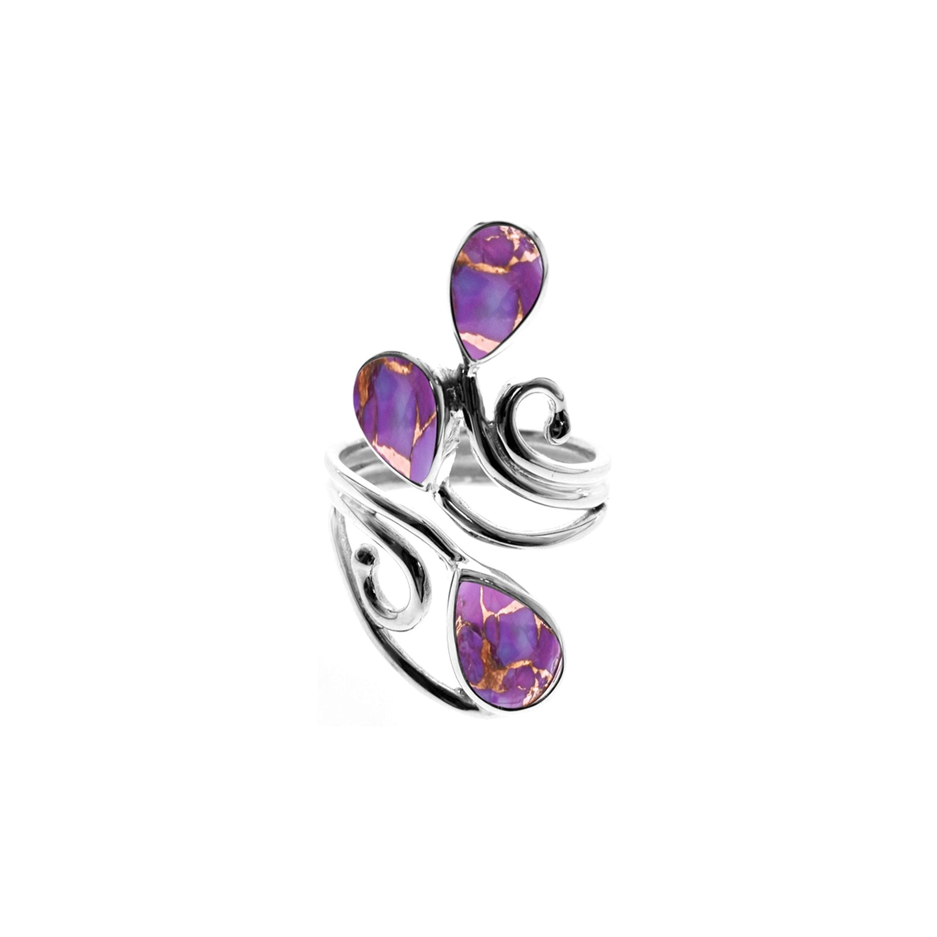 Ivy triple purple mohave teardrop open swirl ring
