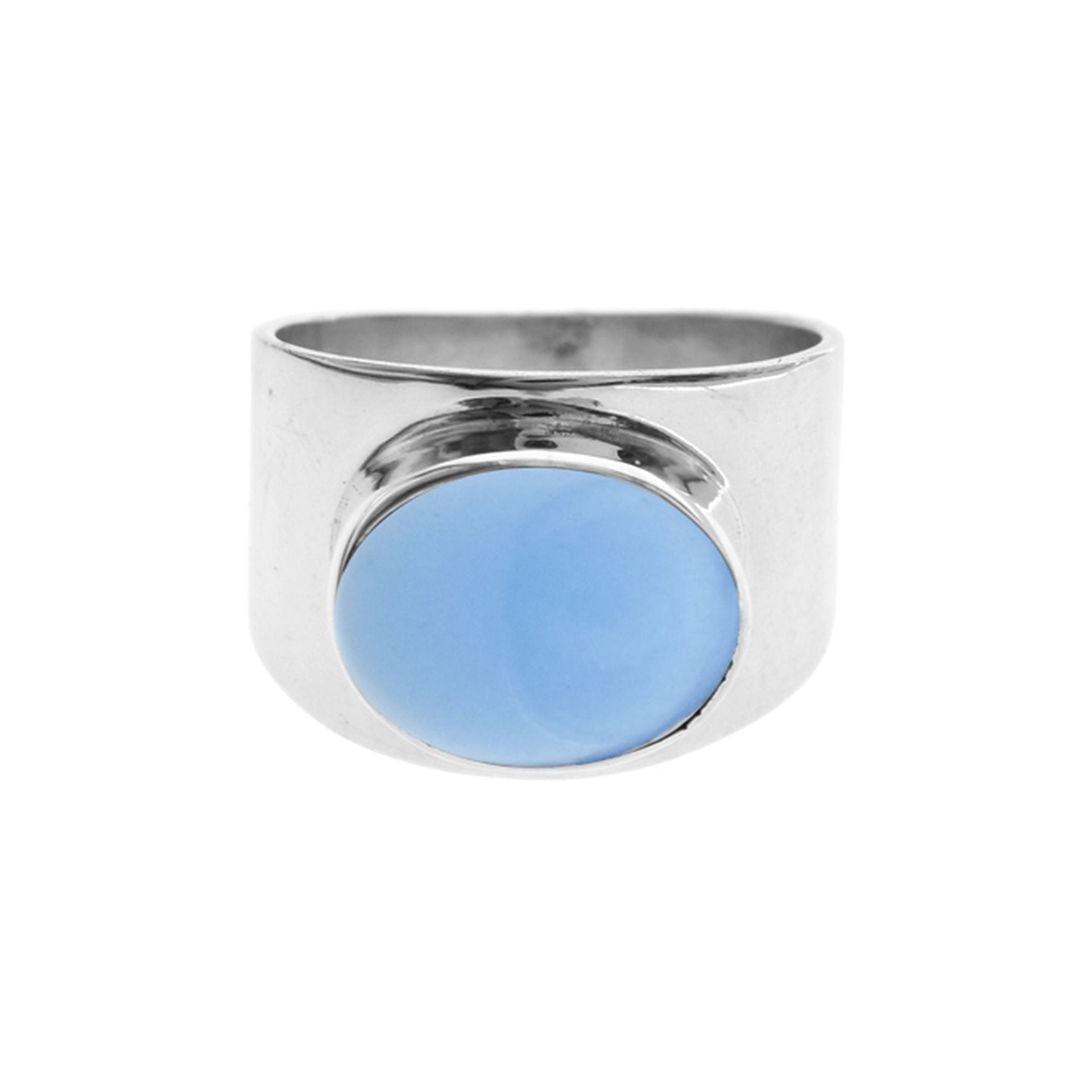 Samira wide oval blue chalcedony ring
