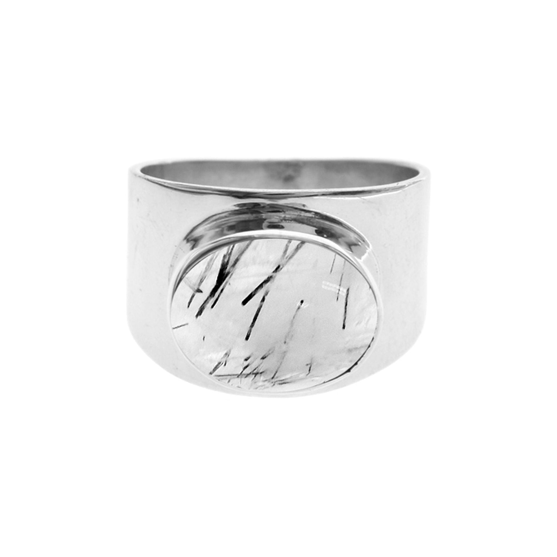 Samira wide oval tourmalated quartz ring