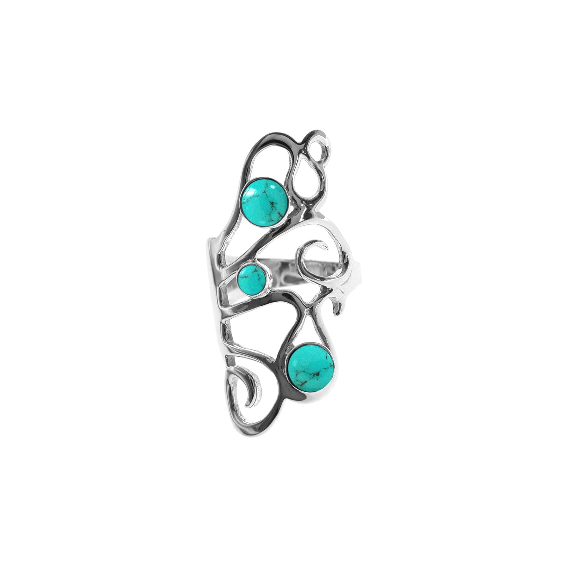 Amy turquoise long swirly ring