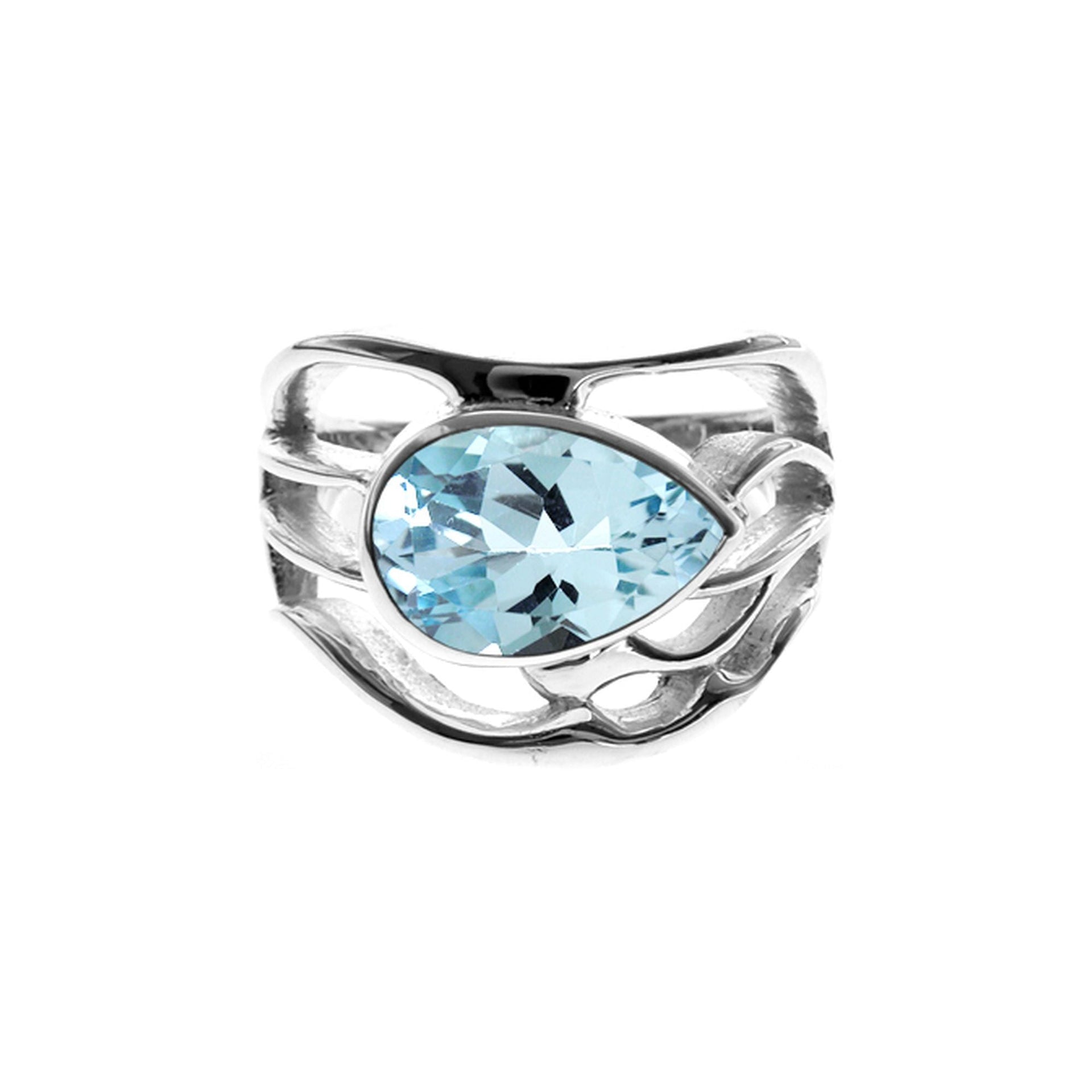 Lola teardrop blue topaz wave design ring