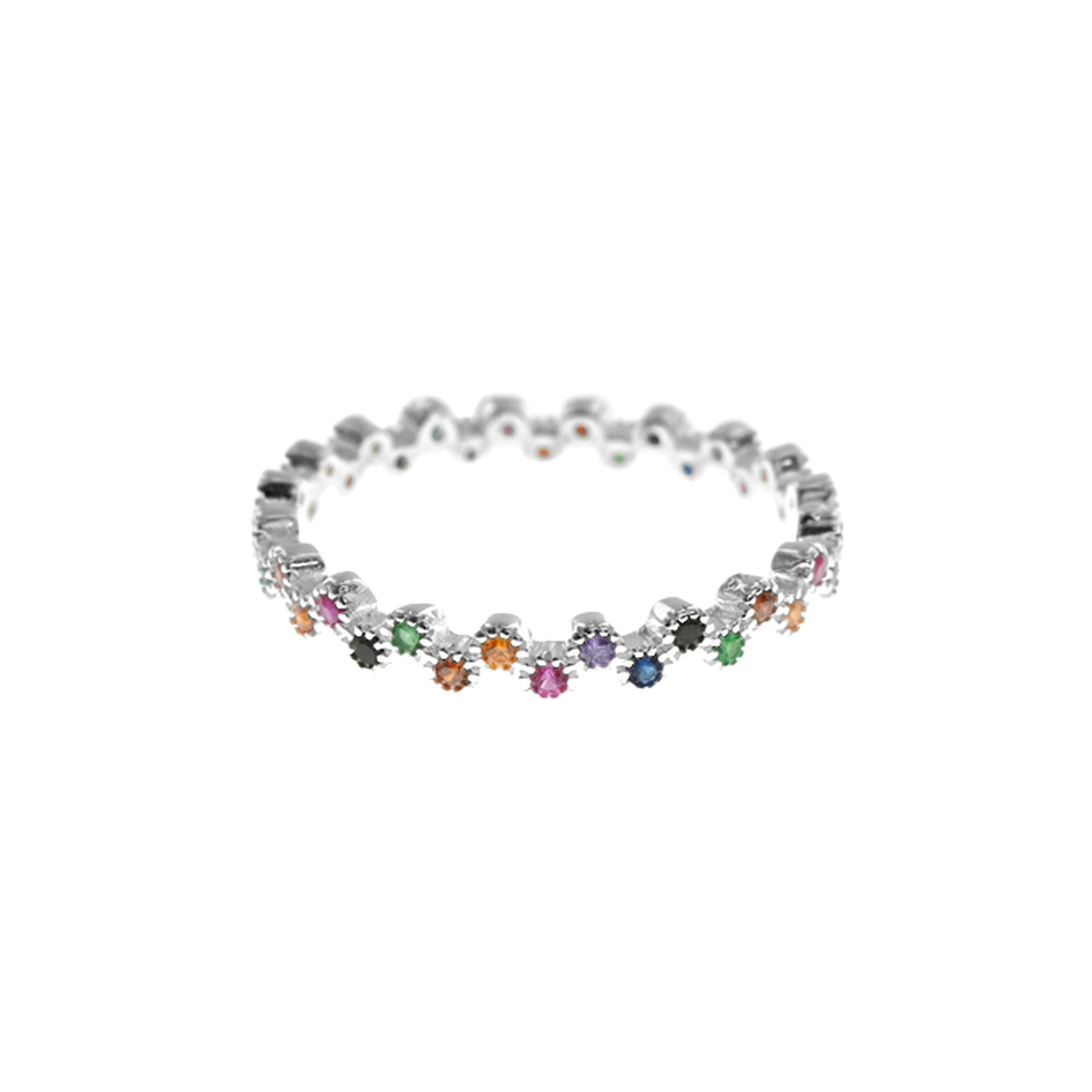 Heidi staggered rainbow CZ eternity ring
