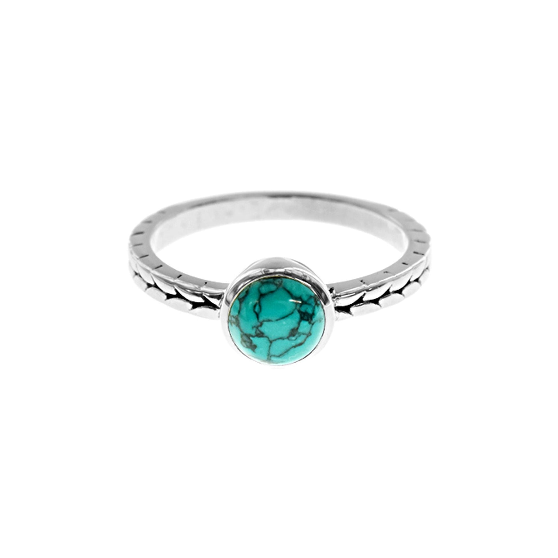 Lola round turquoise plaited shank ring