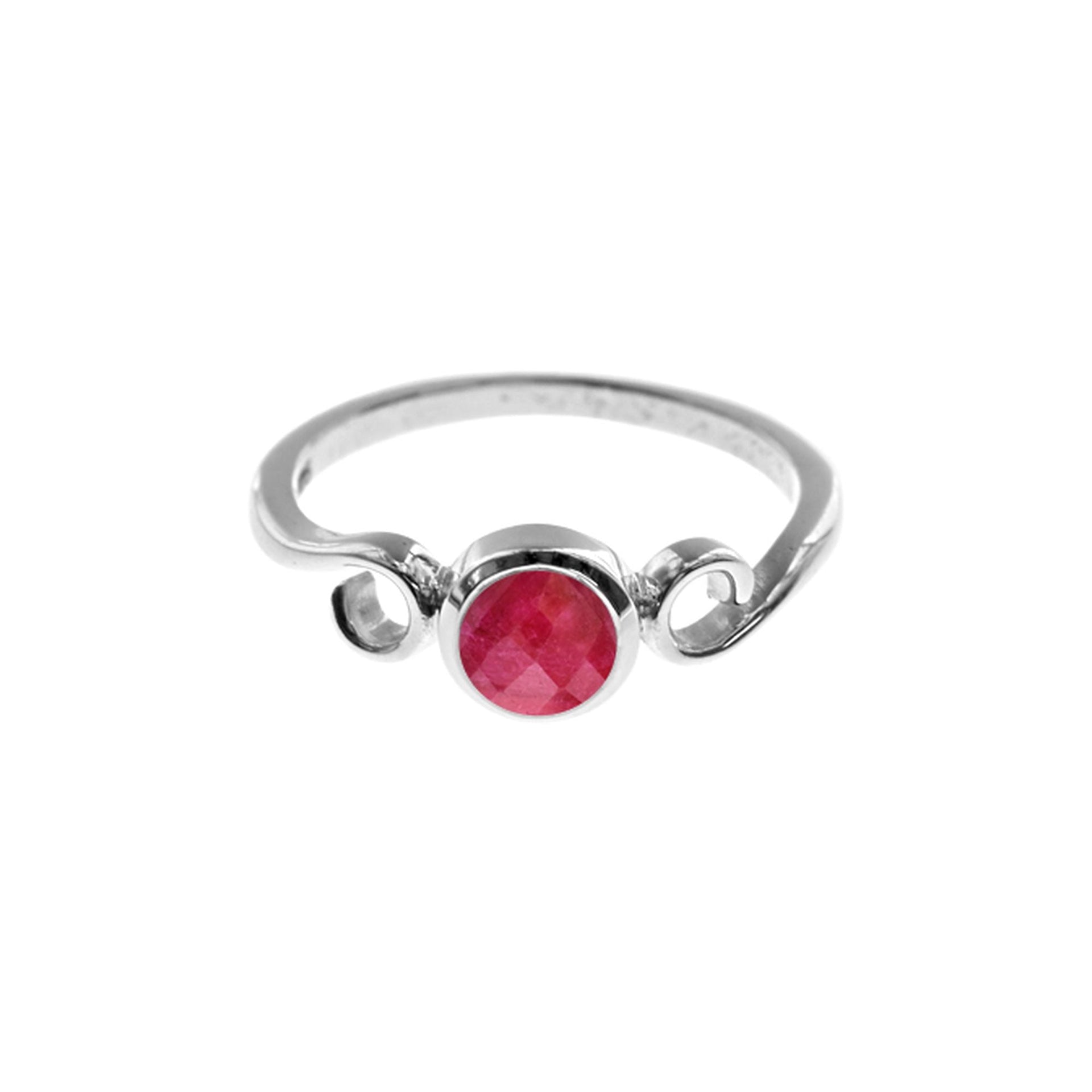 Amy ruby quartz with swirl detail ring