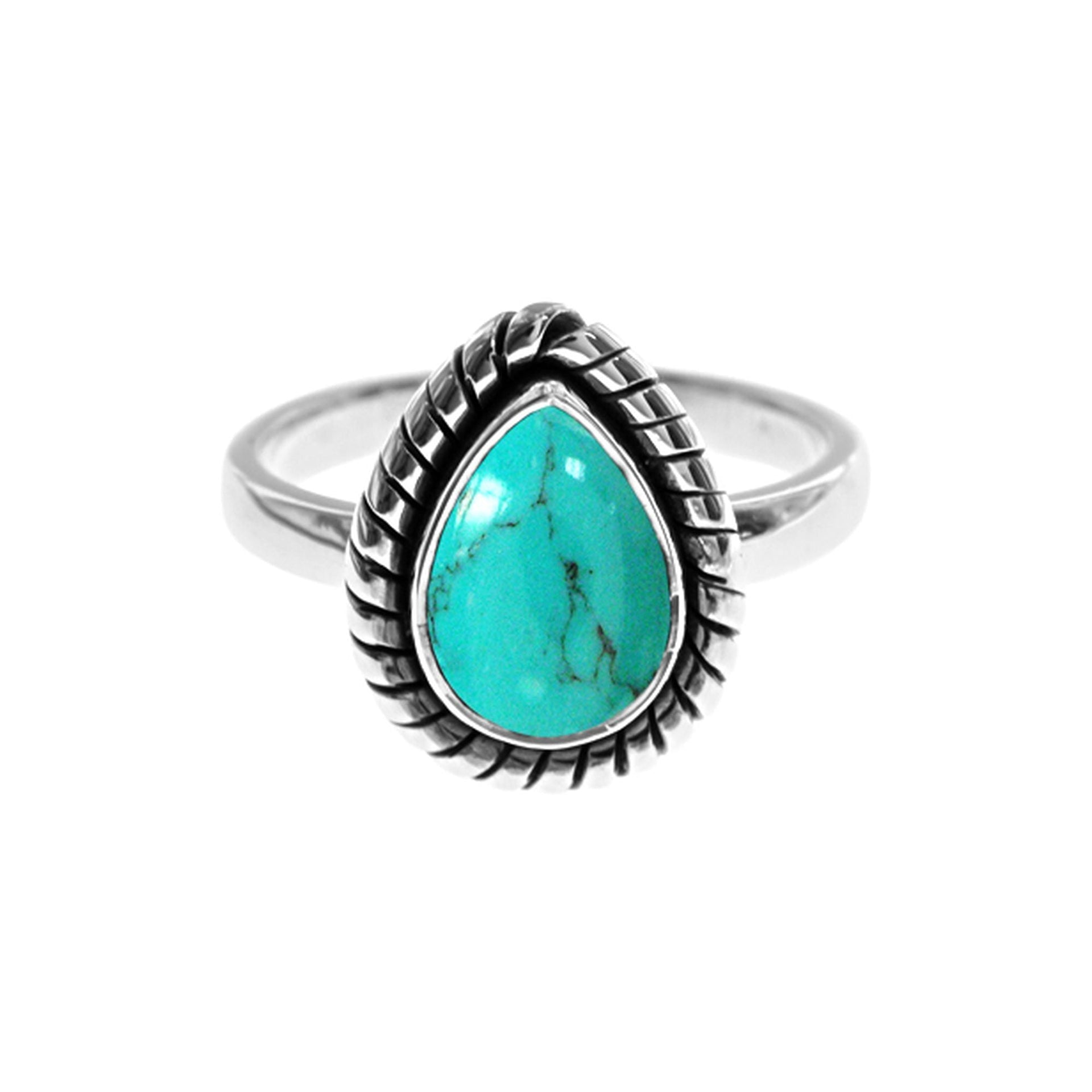 Betsy teardrop turquoise rope ring