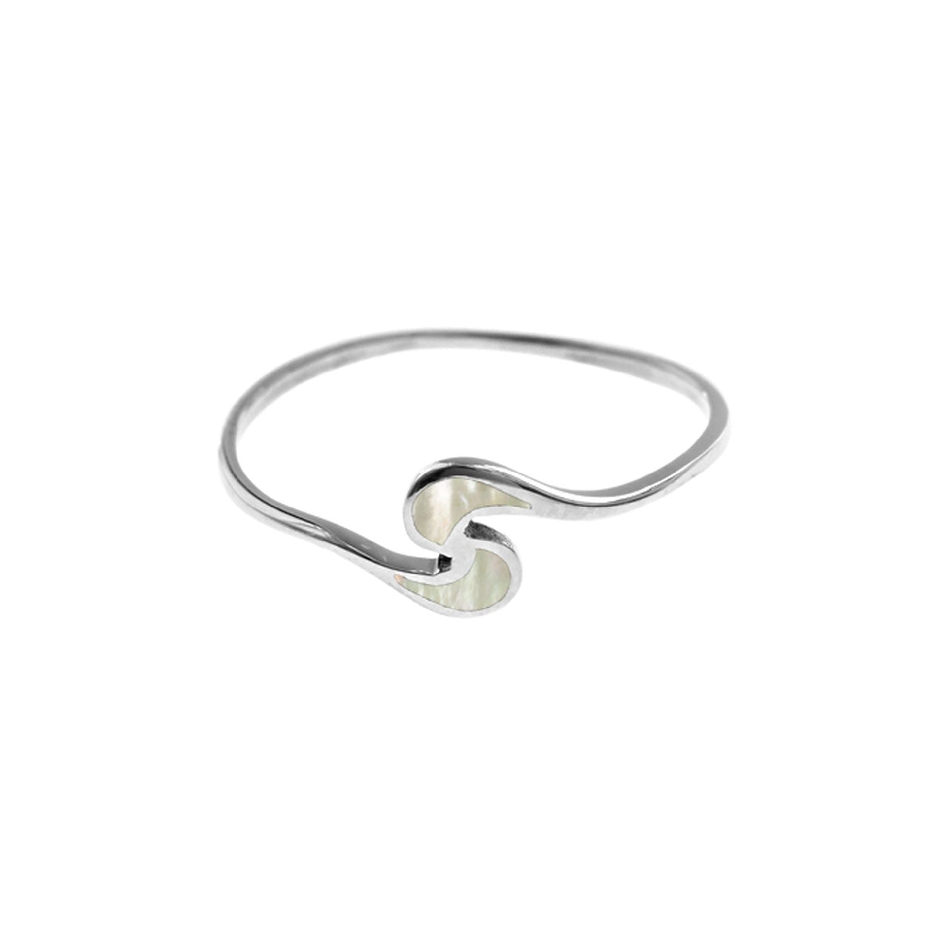 Bronwen double wave mother of pearl ring