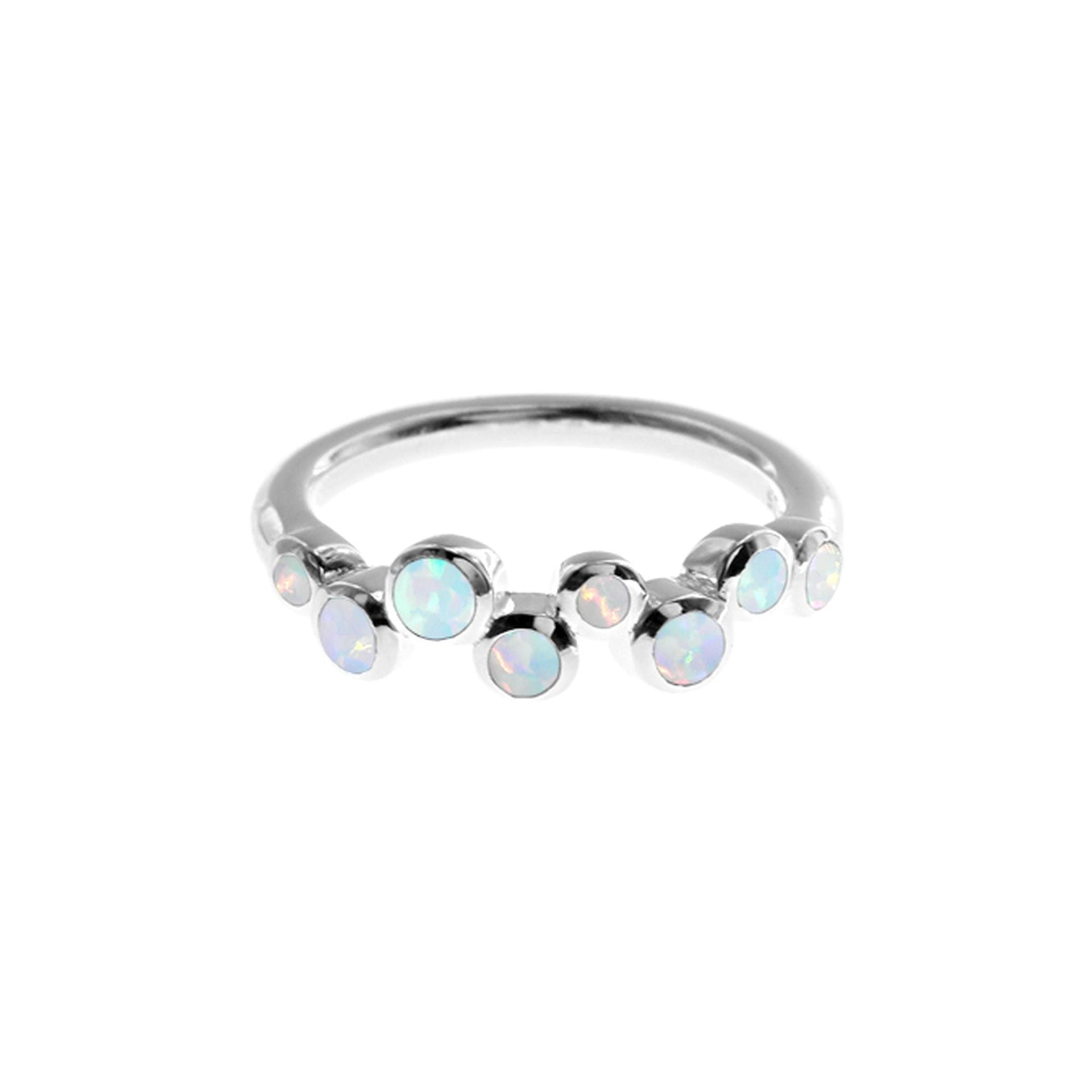 Angelica eight staggered white opalique ring