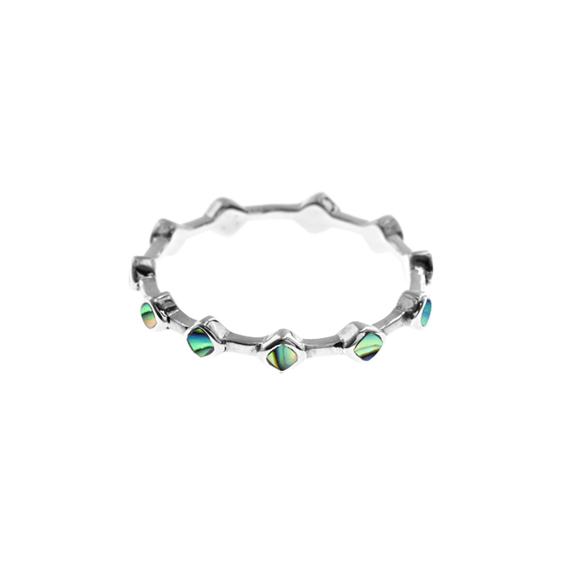Bronwen linked round paua shell band ring