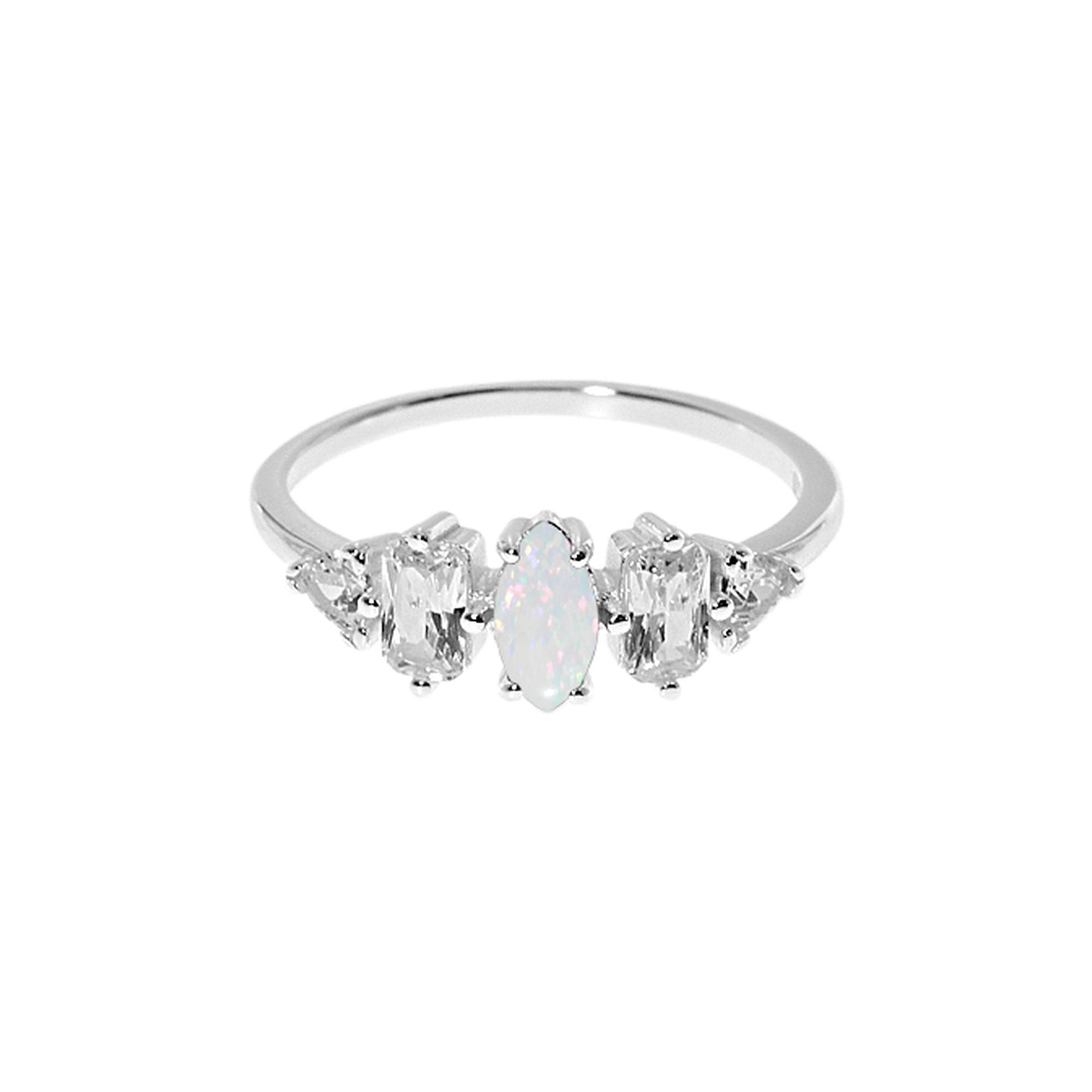Bethan marquis white opalique with multi-shape CZ ring