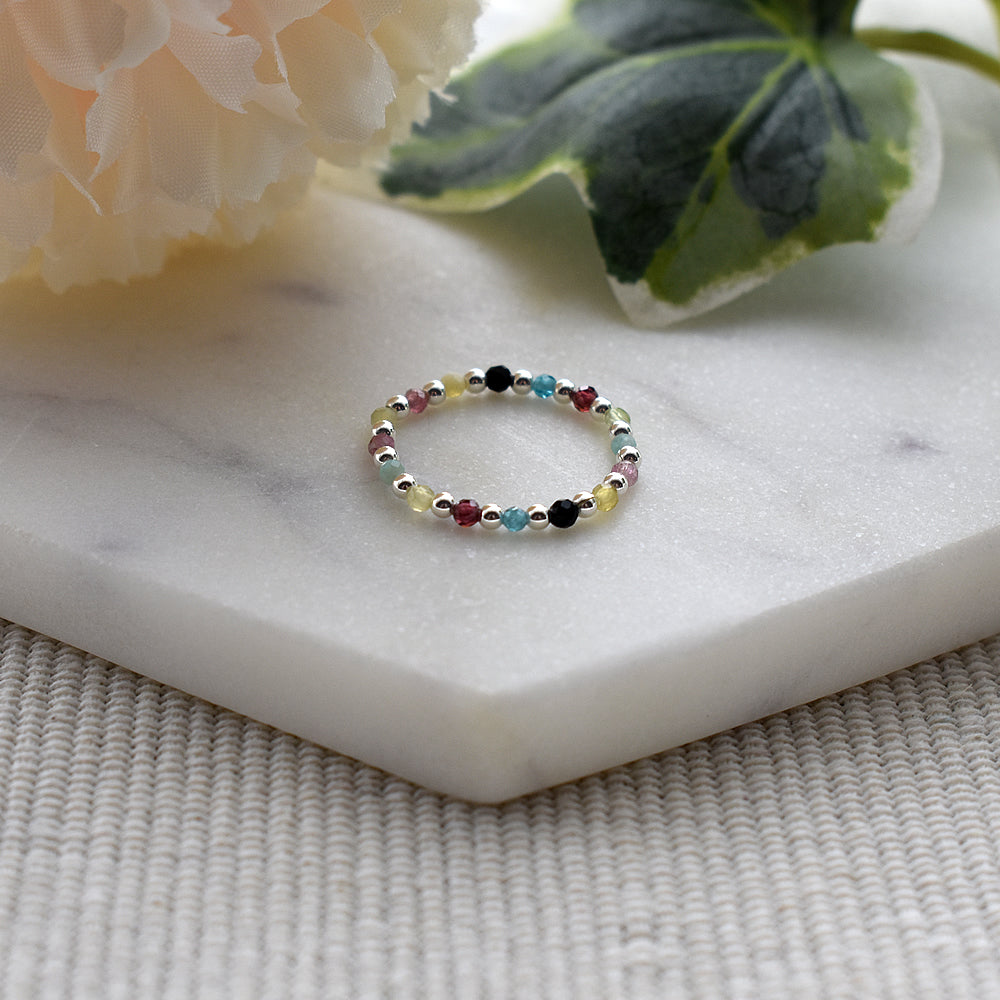 Avianna multi gemstone elasticated ring