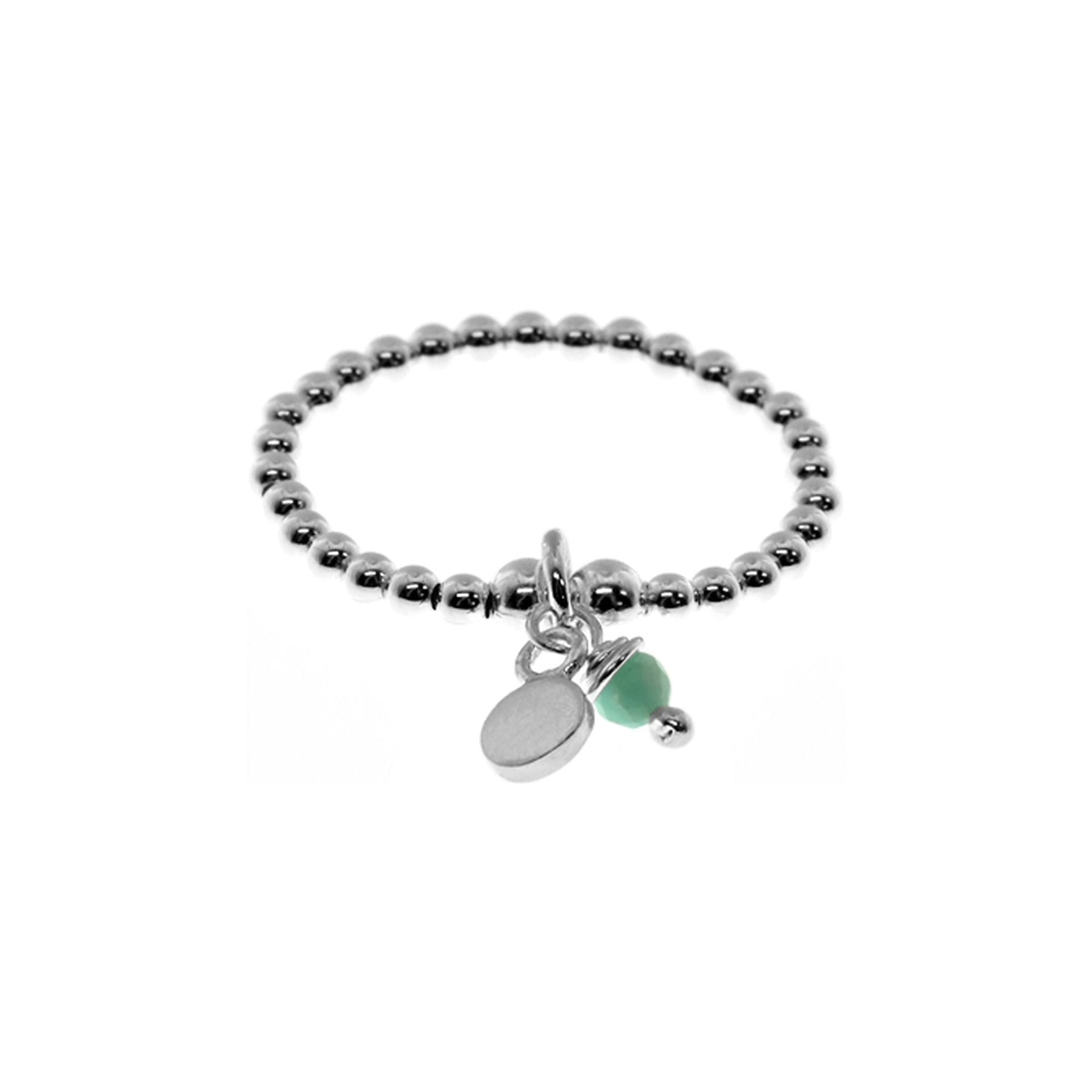 Sophia beaded amazonite & disc charm stretch ring