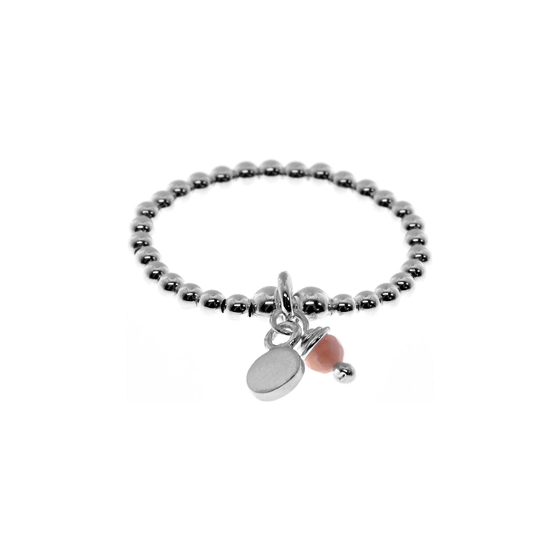 Sophia beaded pink tourmaline & disc charm stretch ring