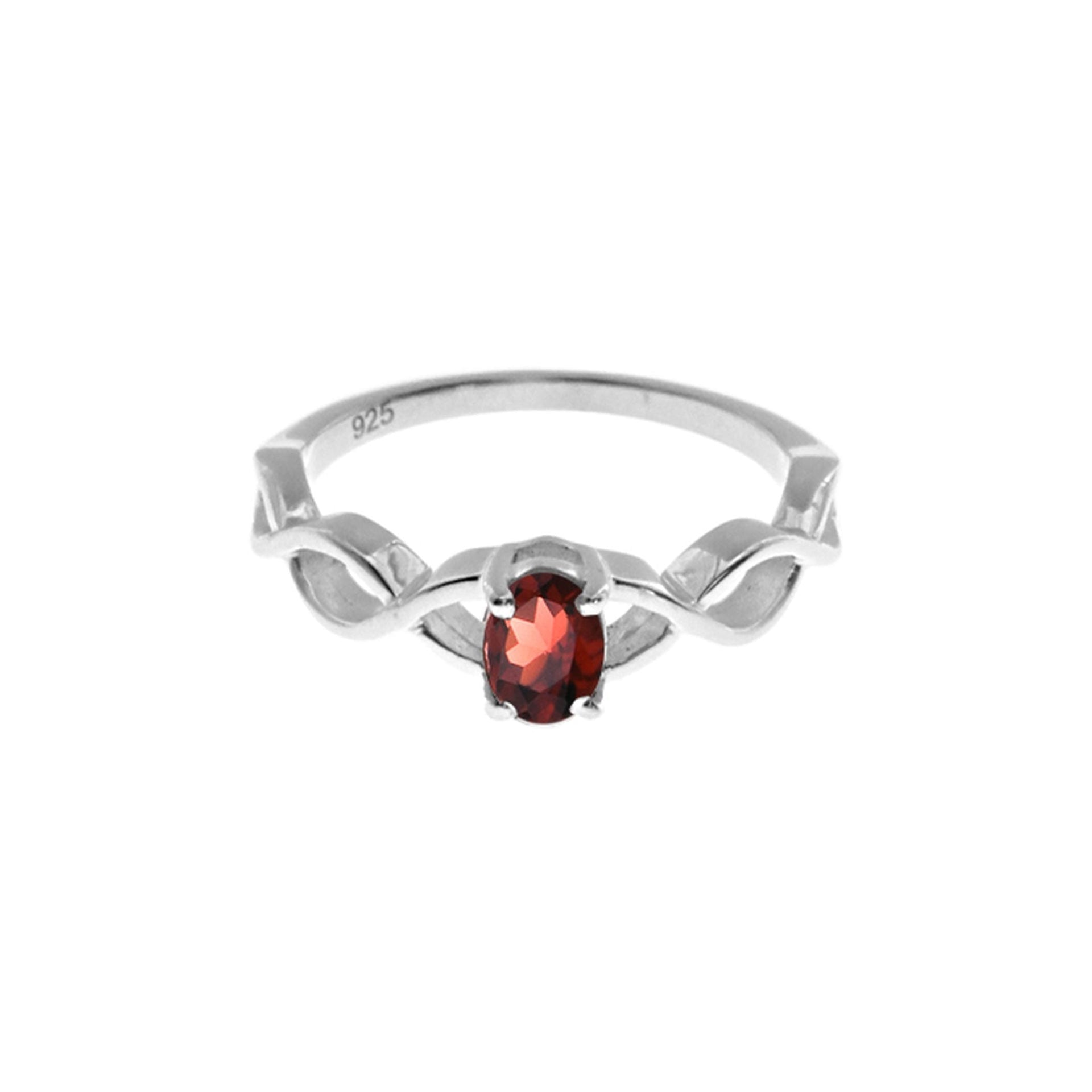 Kara oval garnet facet woven shank ring