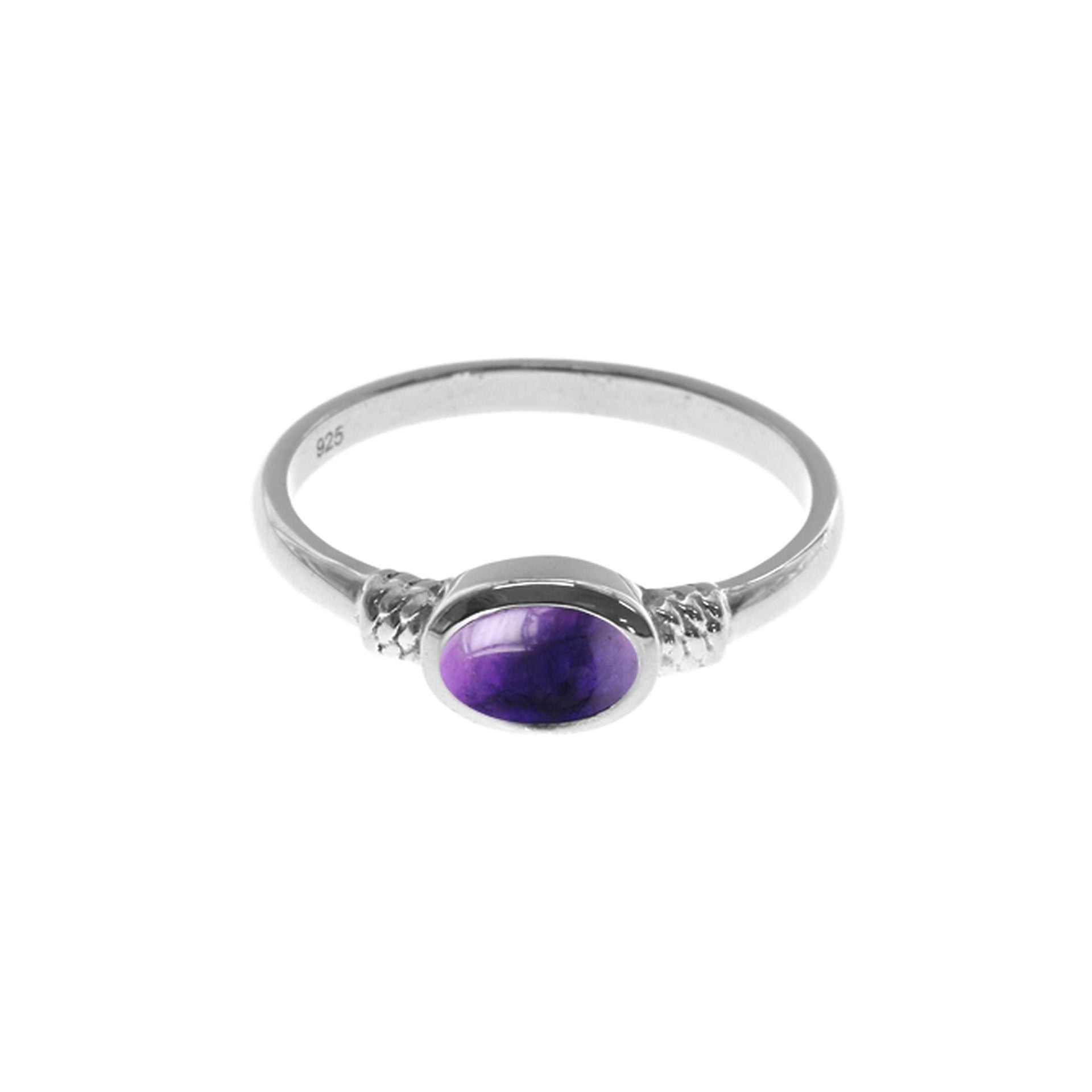 Lola horizontal set oval amethyst ring
