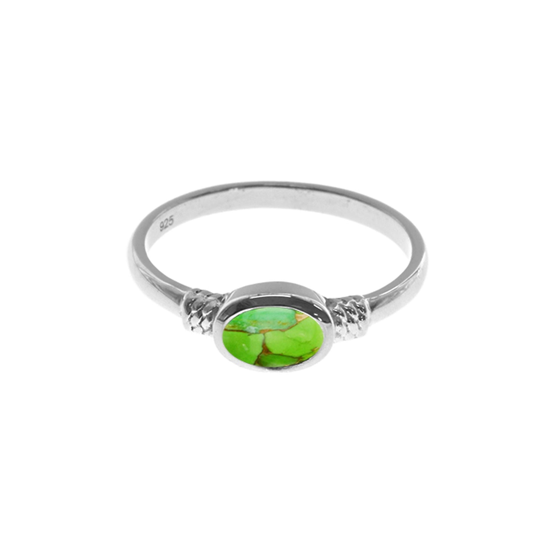 Lola horizontal set oval green mohave turquoise ring