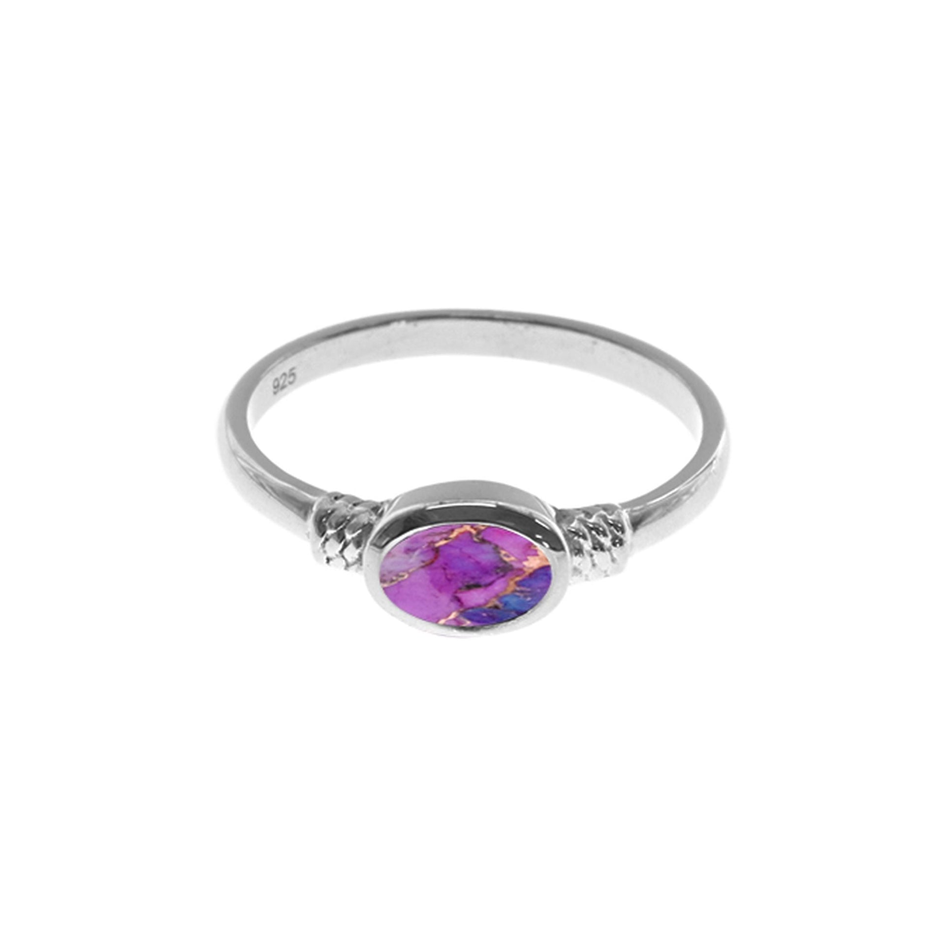 Lola horizontal set oval purple mohave turquoise ring