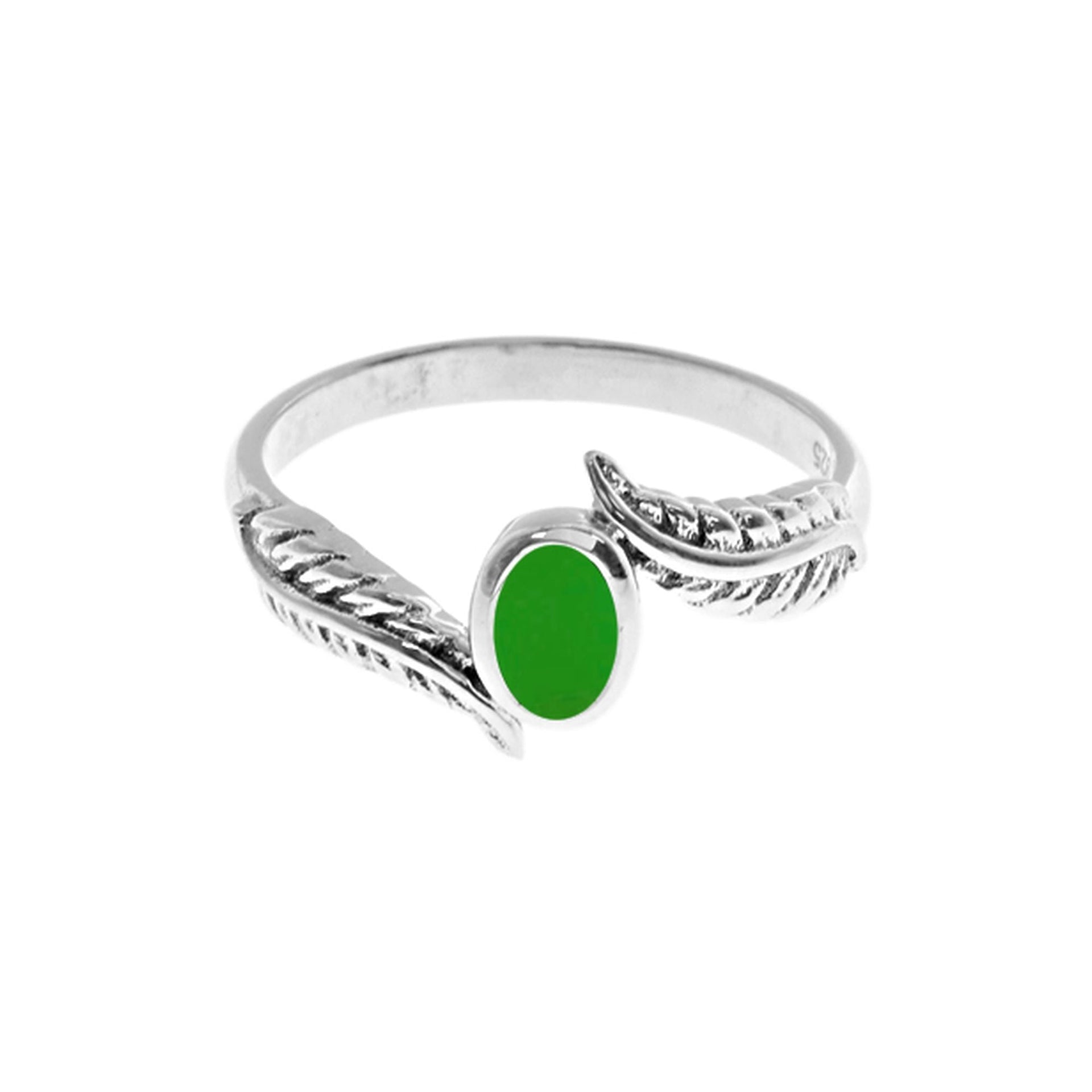 Catalina green agate feather ring