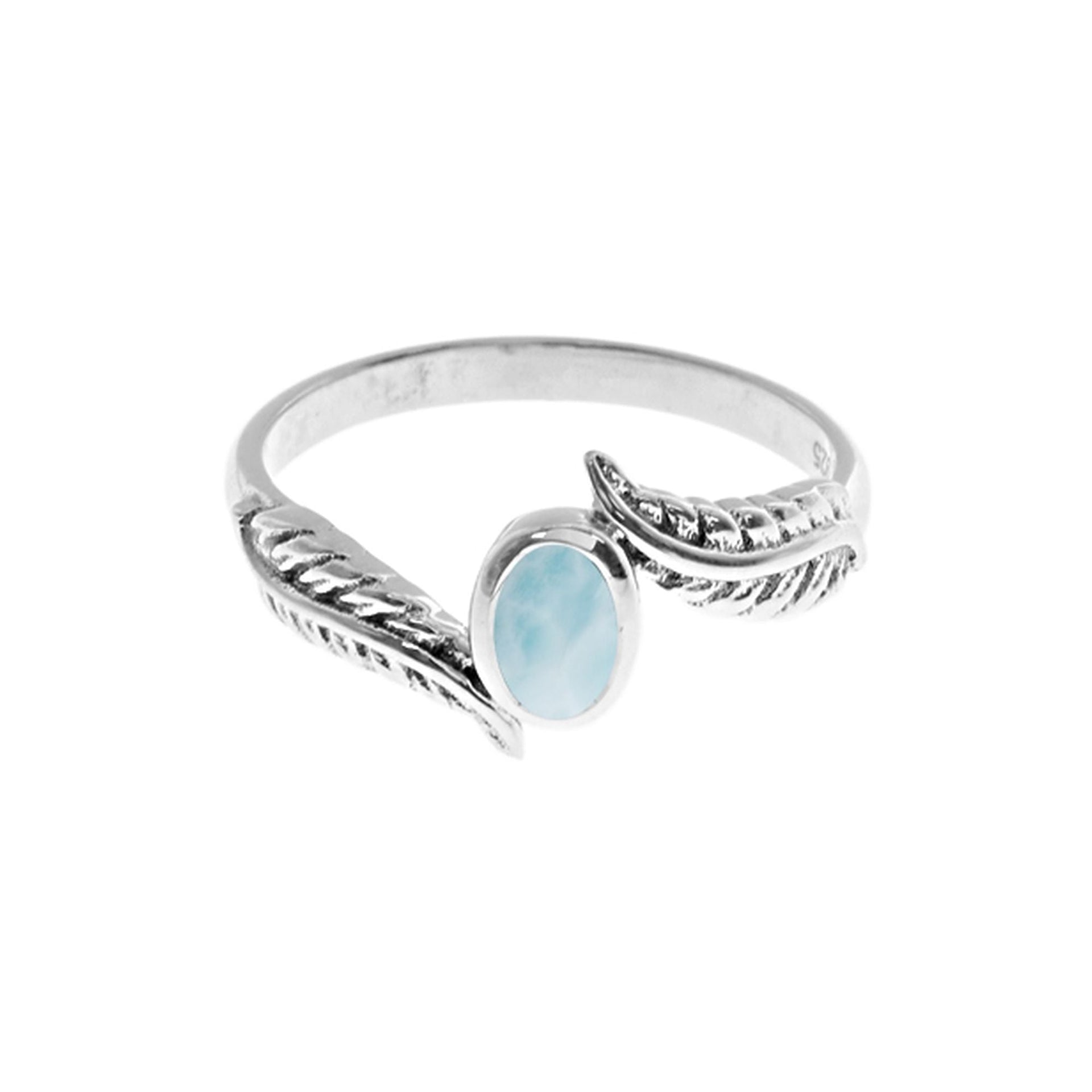 Catalina larimar feather ring