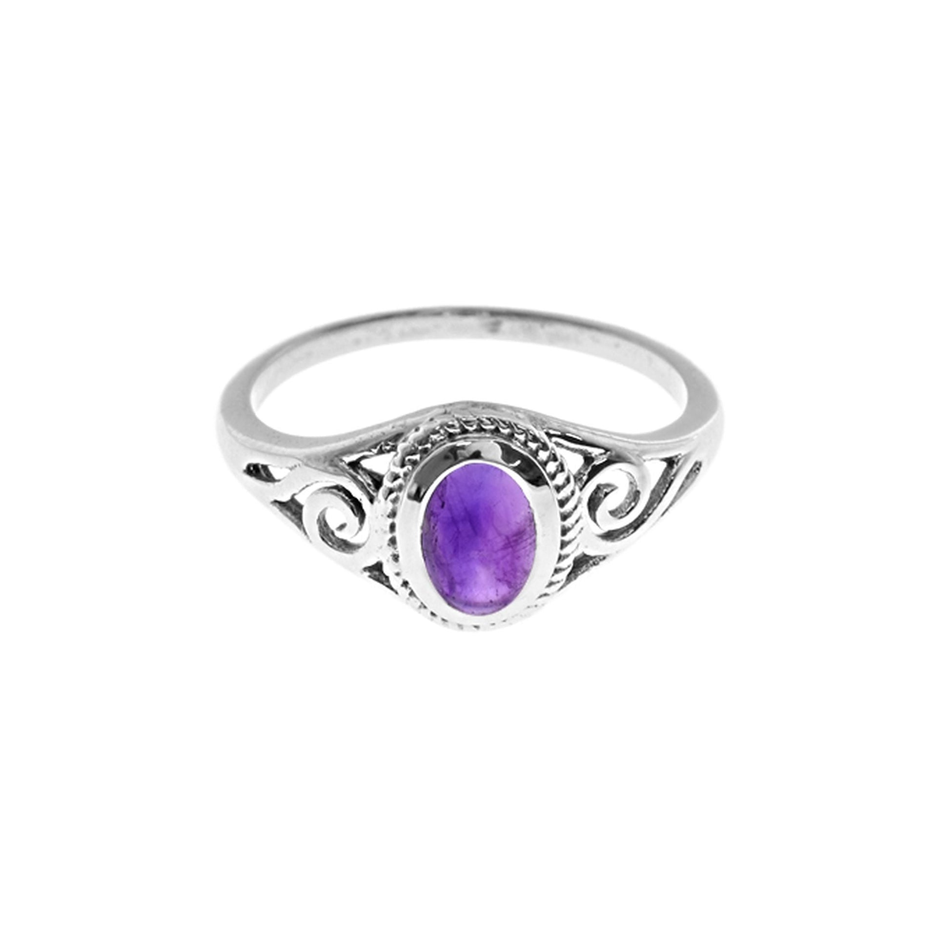 Catalina amethyst scroll ring