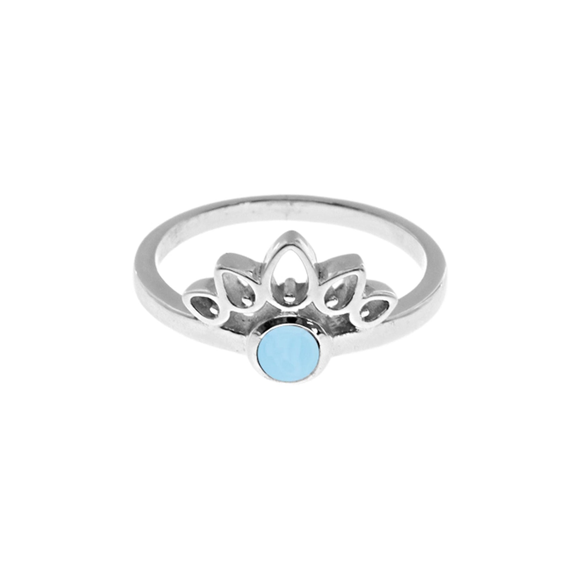 Betsy half mandala blue chalcedony ring