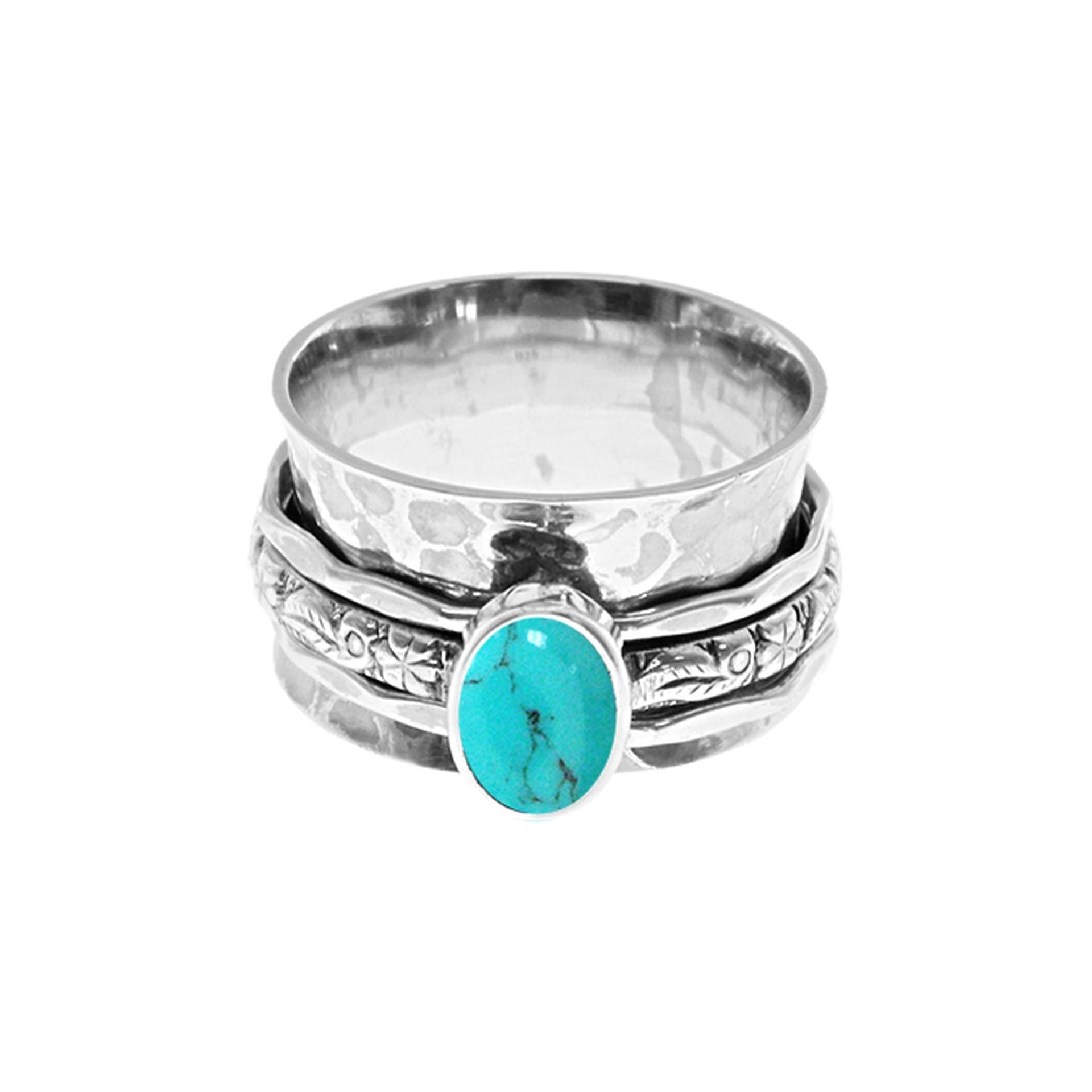 Catalina floral triple band turquoise spinning ring