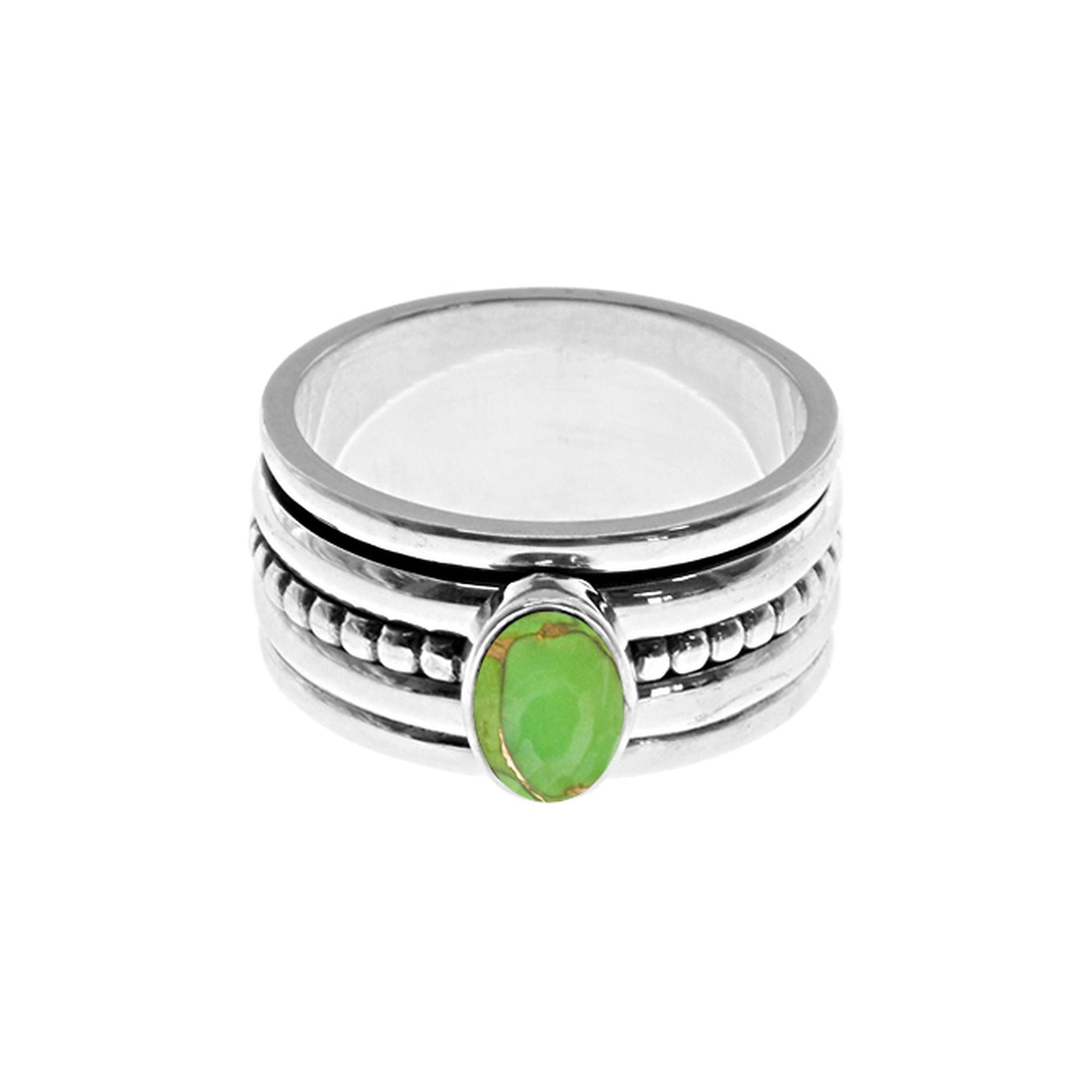 Isla green mohave wide dotted band spinning ring