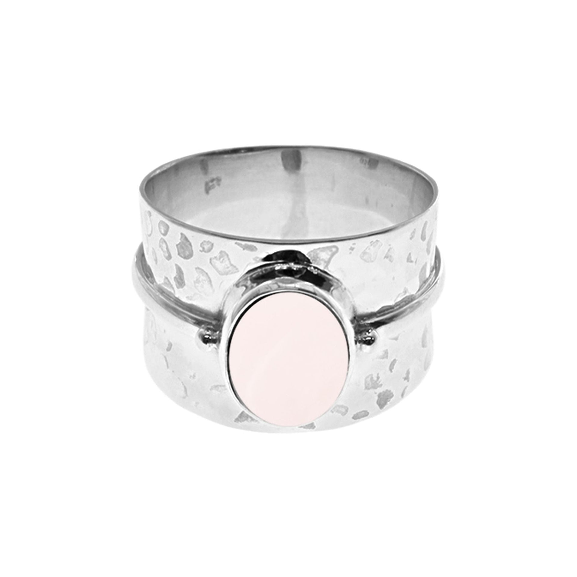 Lexi tapered band with oval rose quartz ring