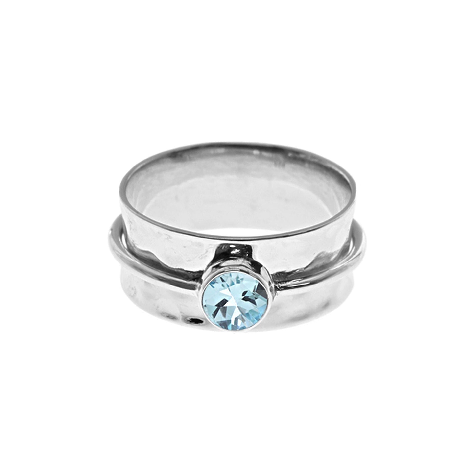 Lexi single band blue topaz spinning ring