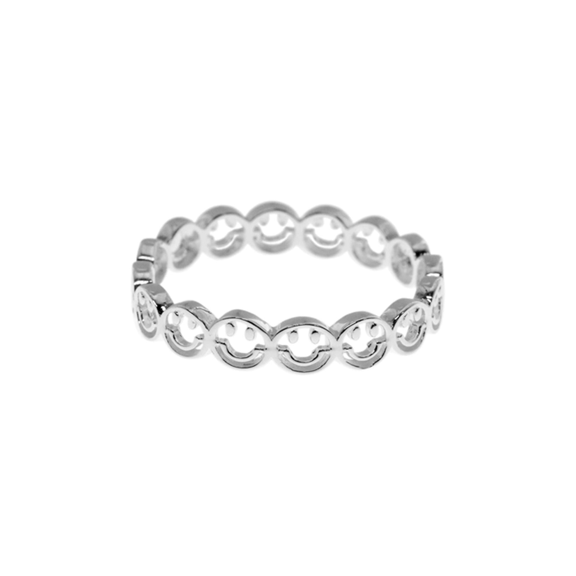 Zora linked smiley face emoji band ring