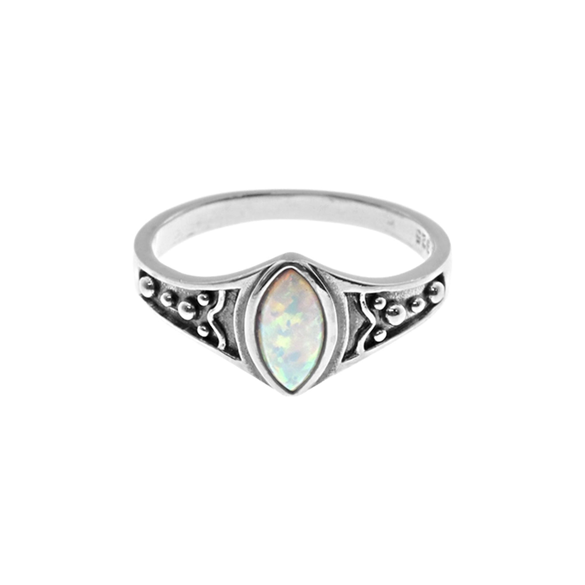 Sabrina marquis white opalique with shoulder detail ring