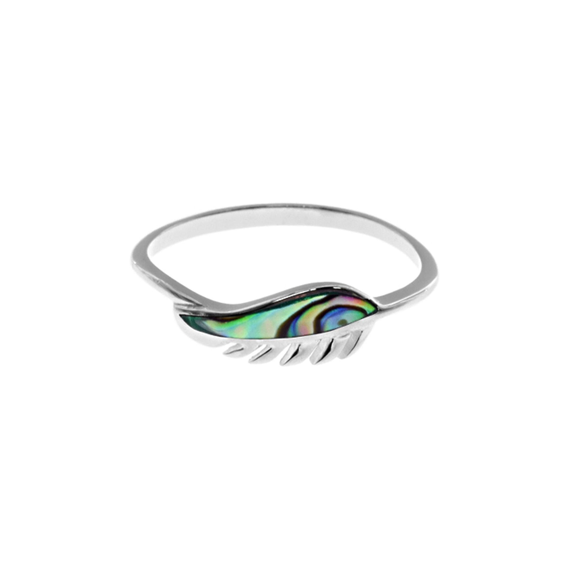 Leona paua shell feather ring