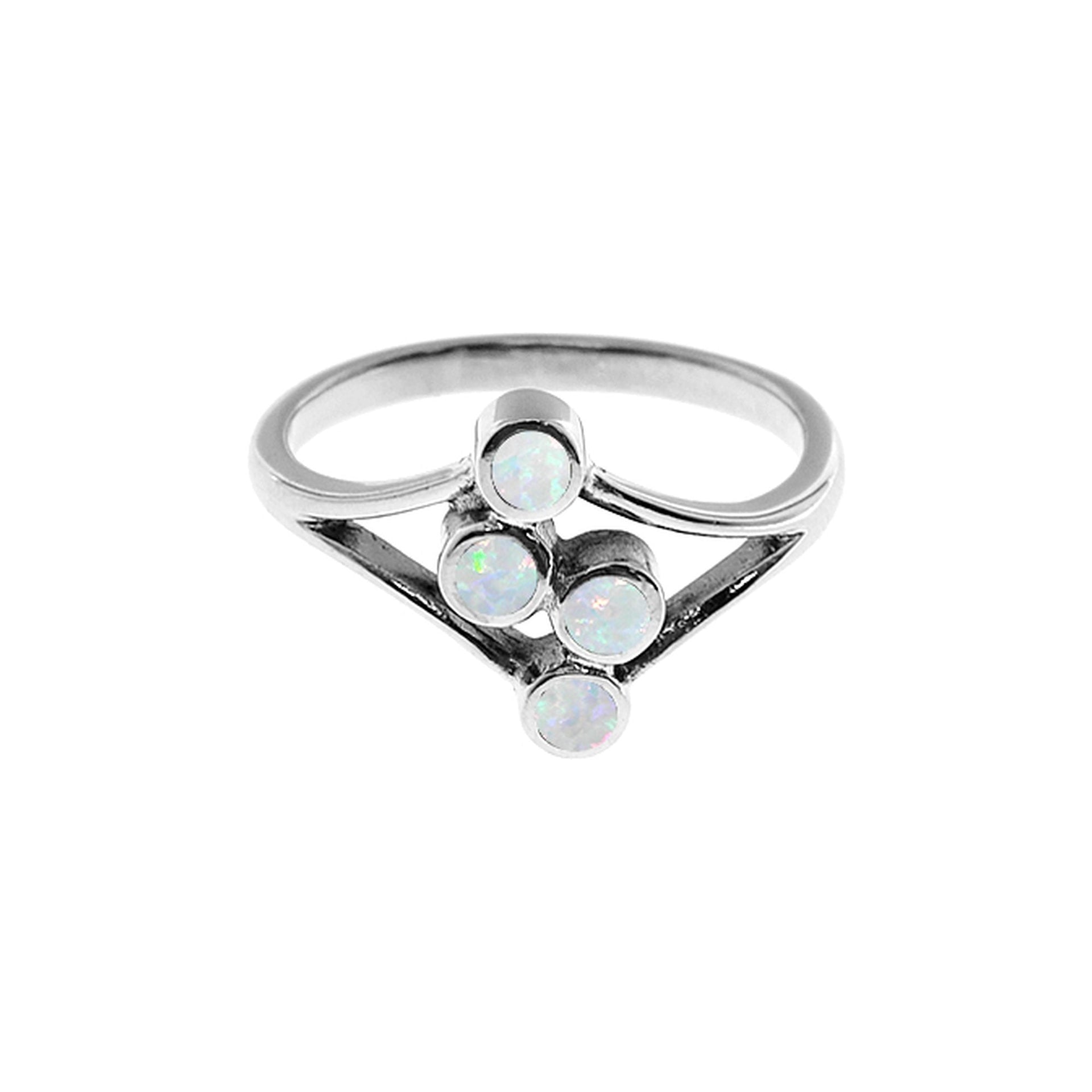 Antoinette clustered white opalique ring