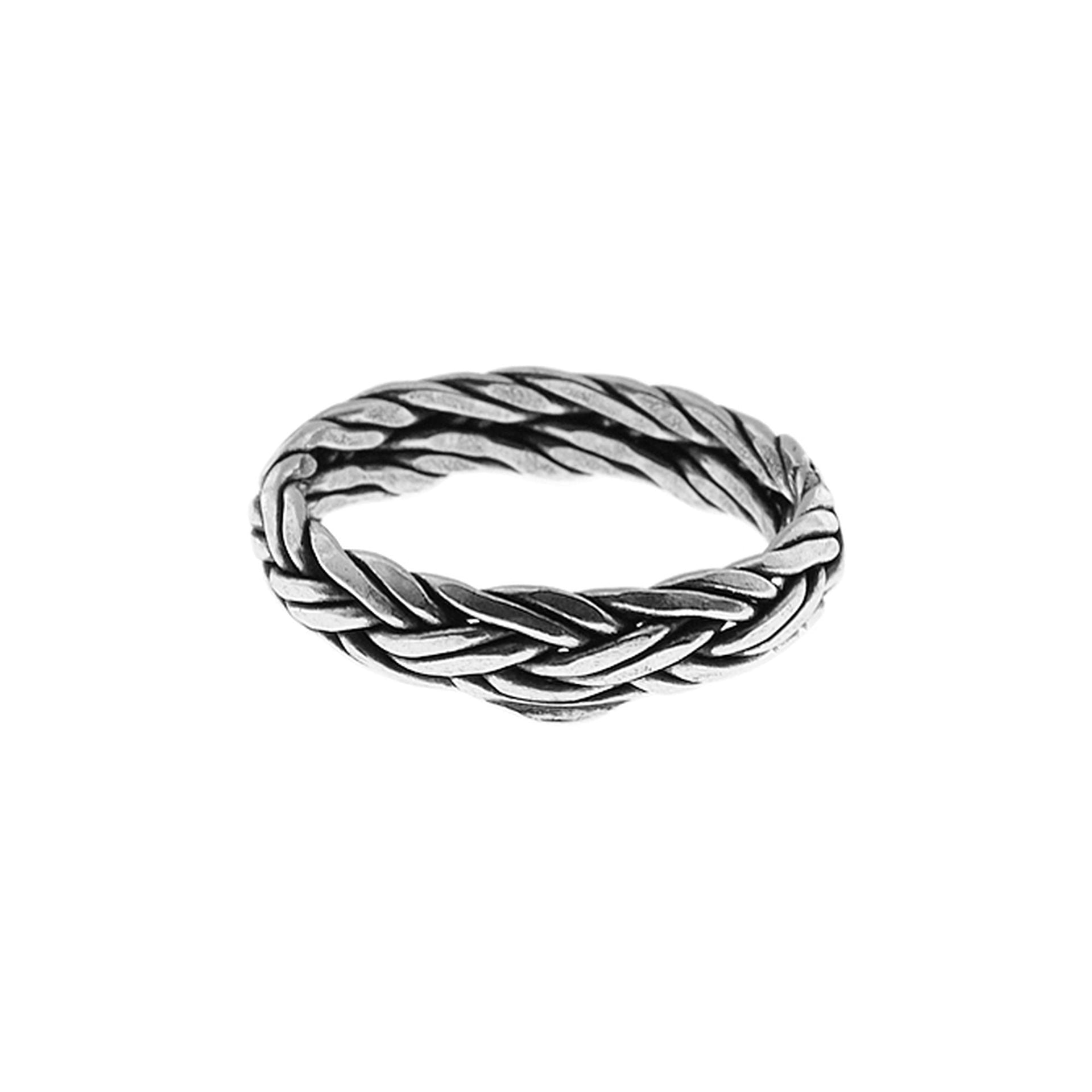 Joanna oxidised heavy plaited band ring
