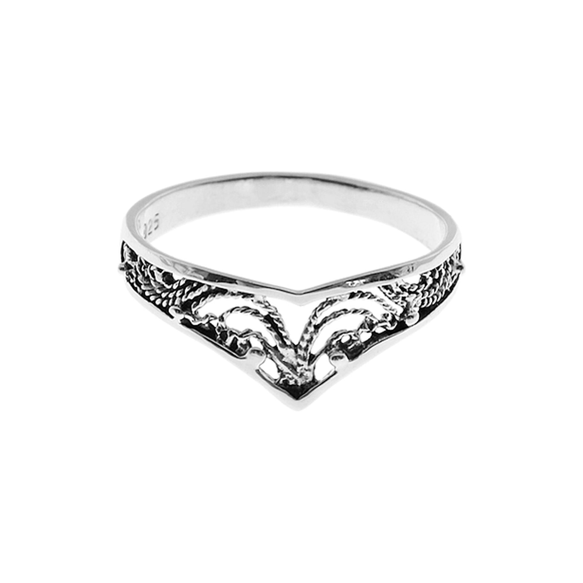 Smile filigree wishbone ring