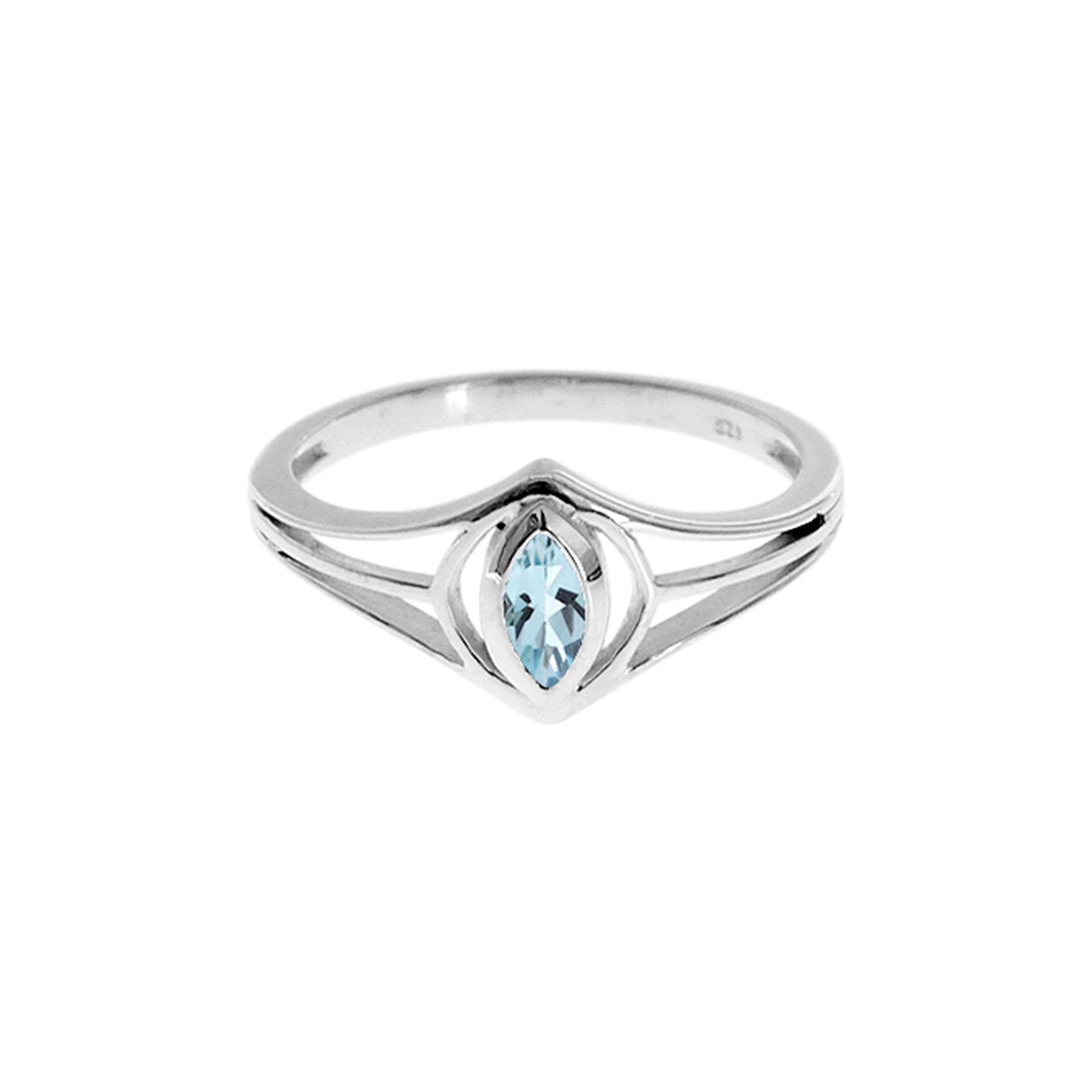 Bridget art nouveau blue topaz facet marquis ring
