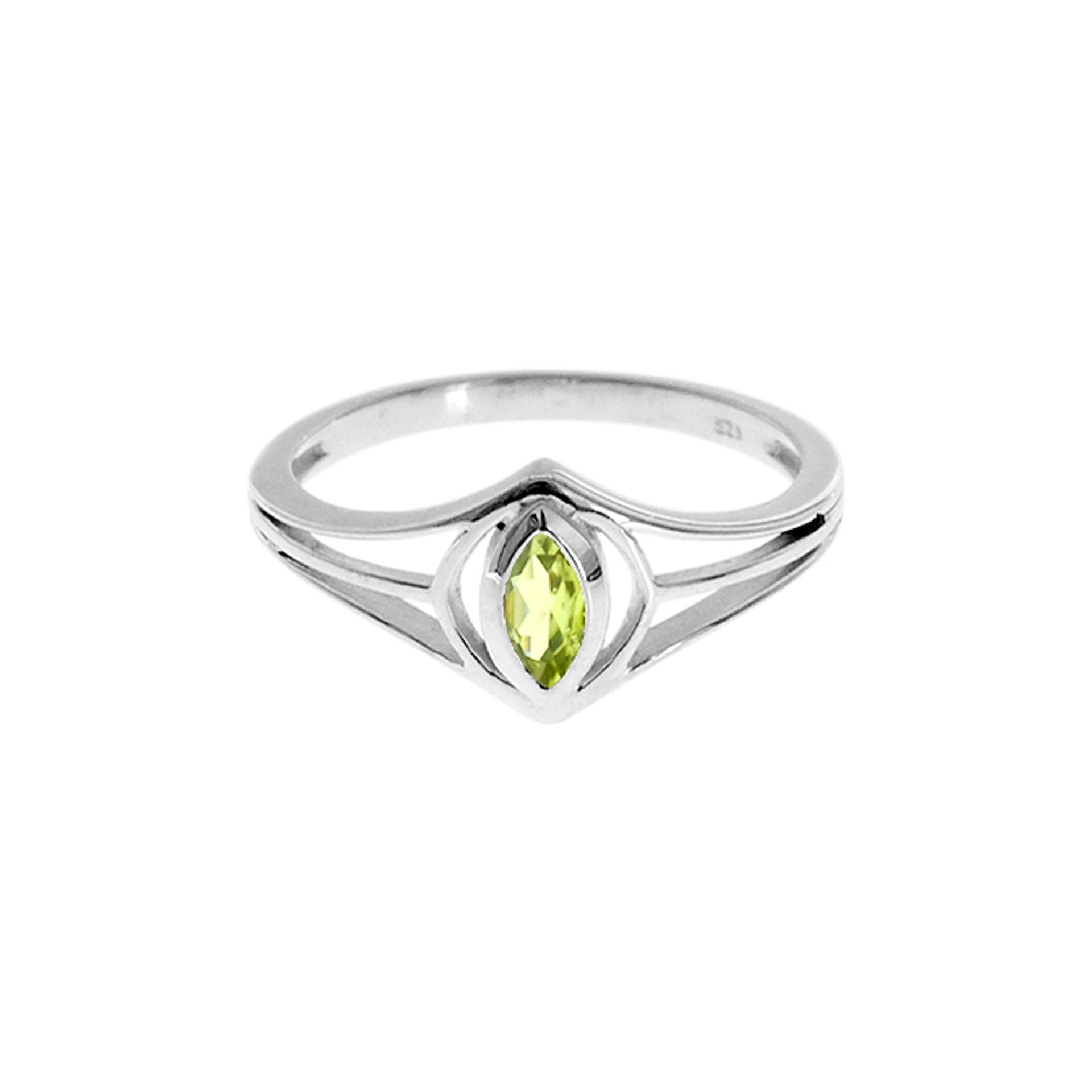 Bridget art nouveau peridot facet marquis ring