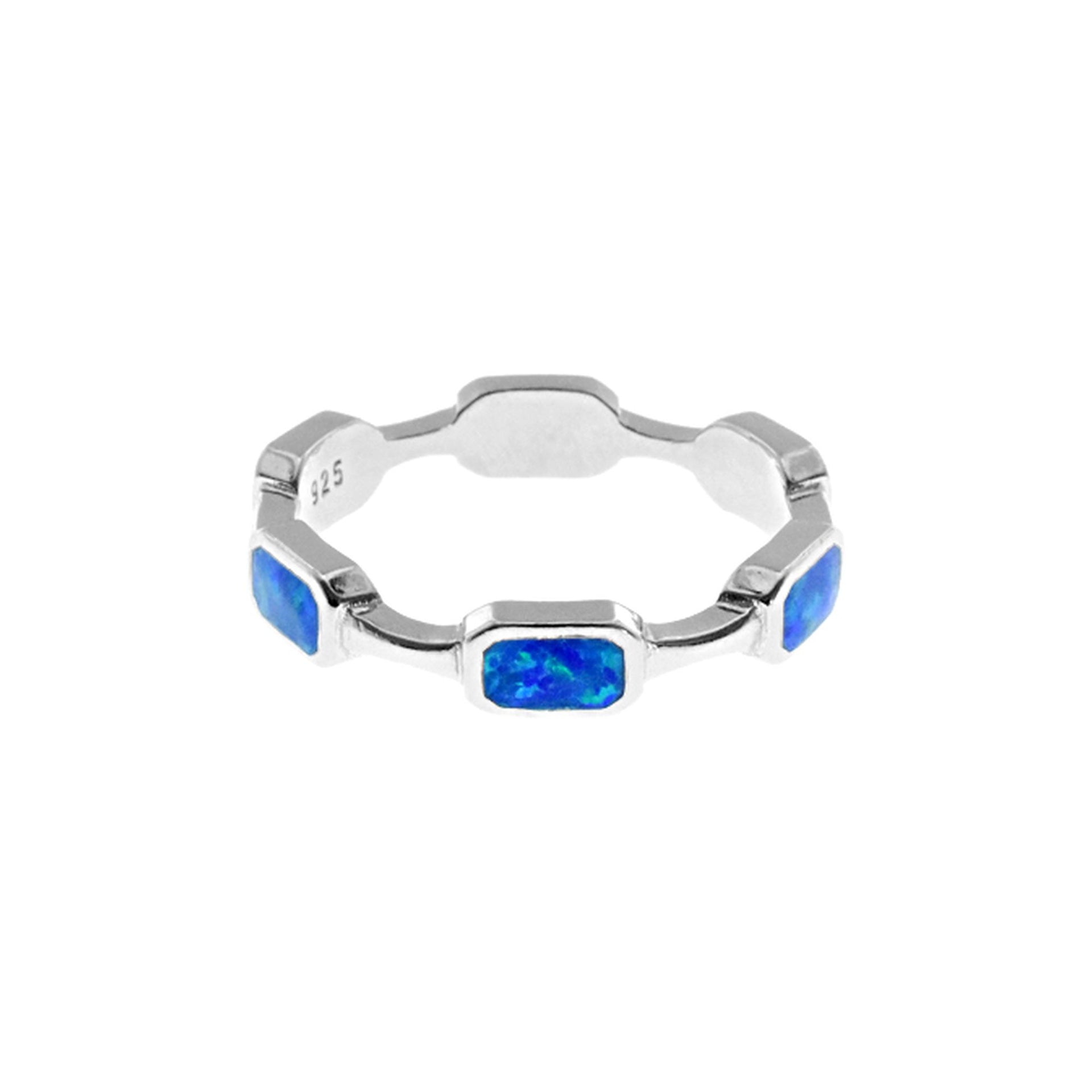 Diana blue opalique oblong eternity ring
