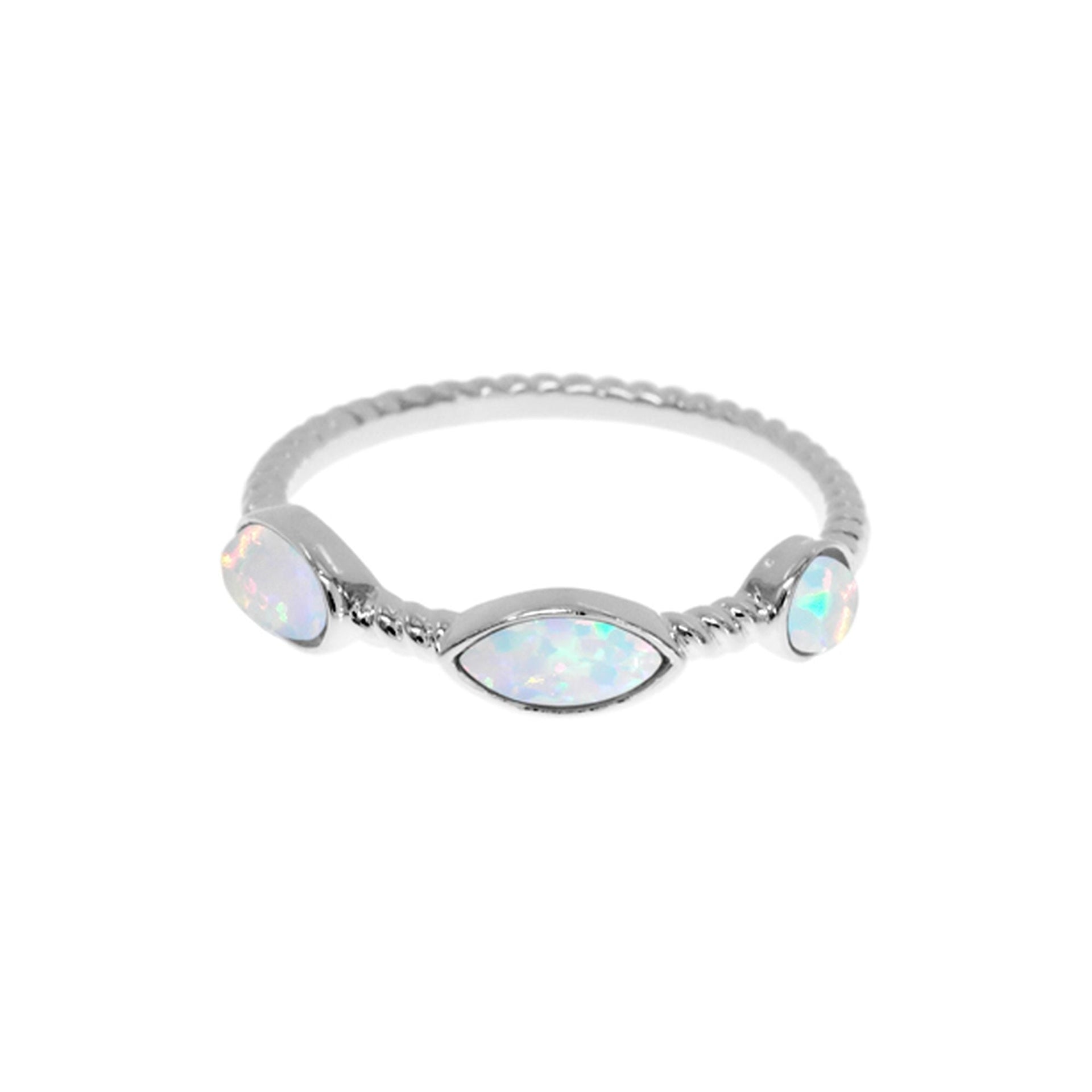 Angelica multi-shape white opalique rope ring