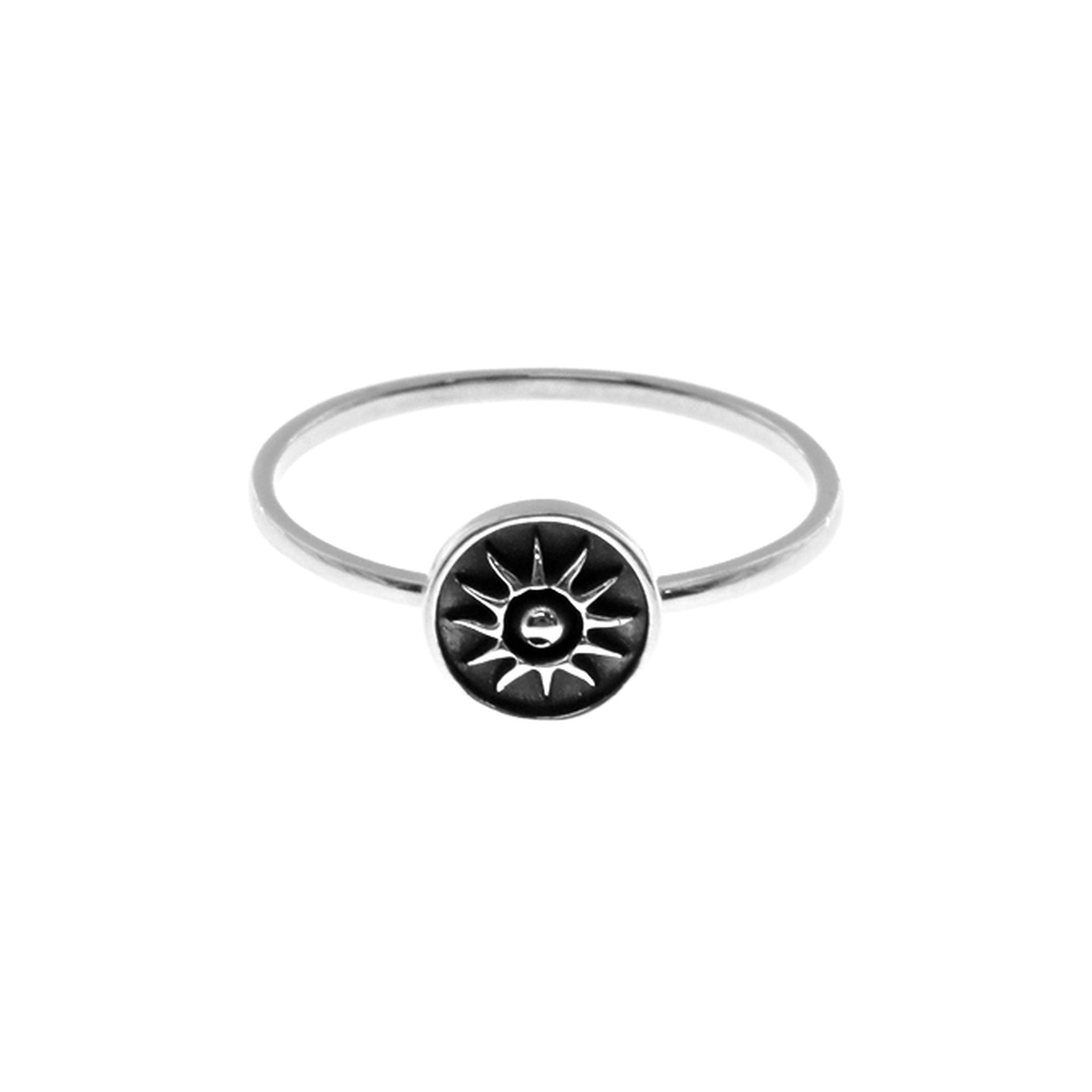 Faith oxidised sun fine band ring