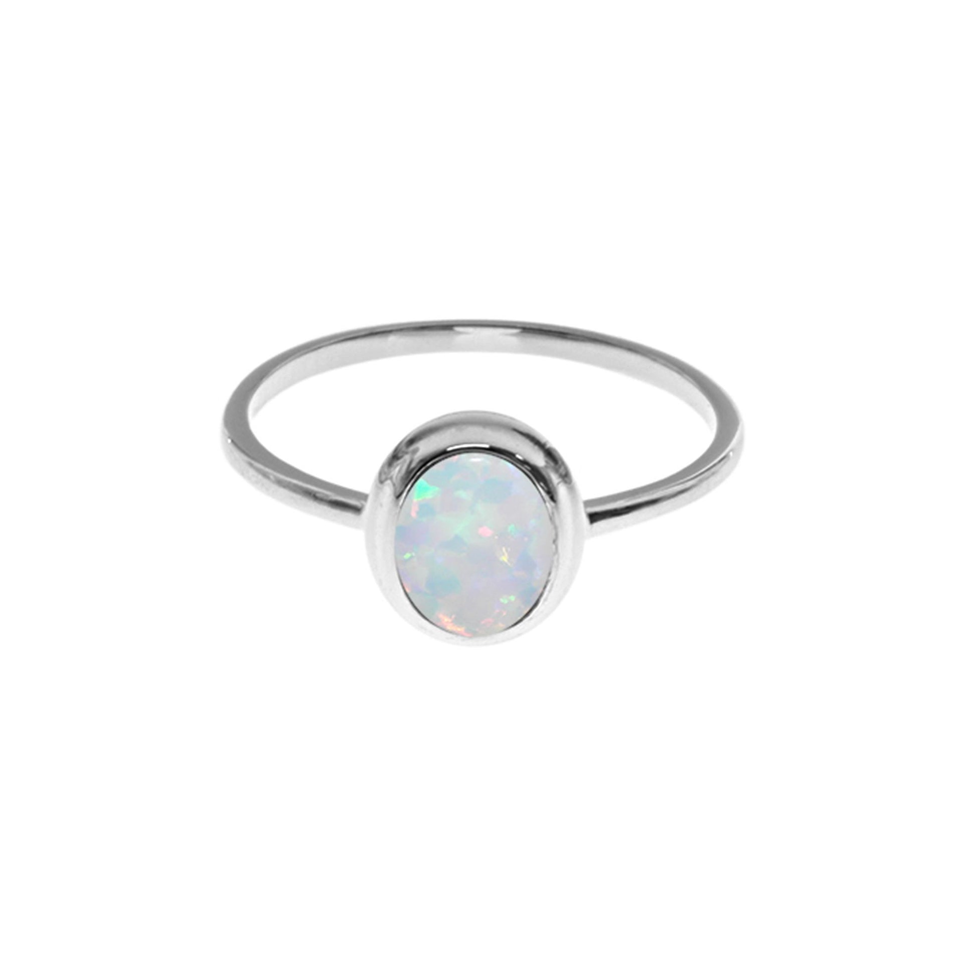 Shannon framed white opalique ring
