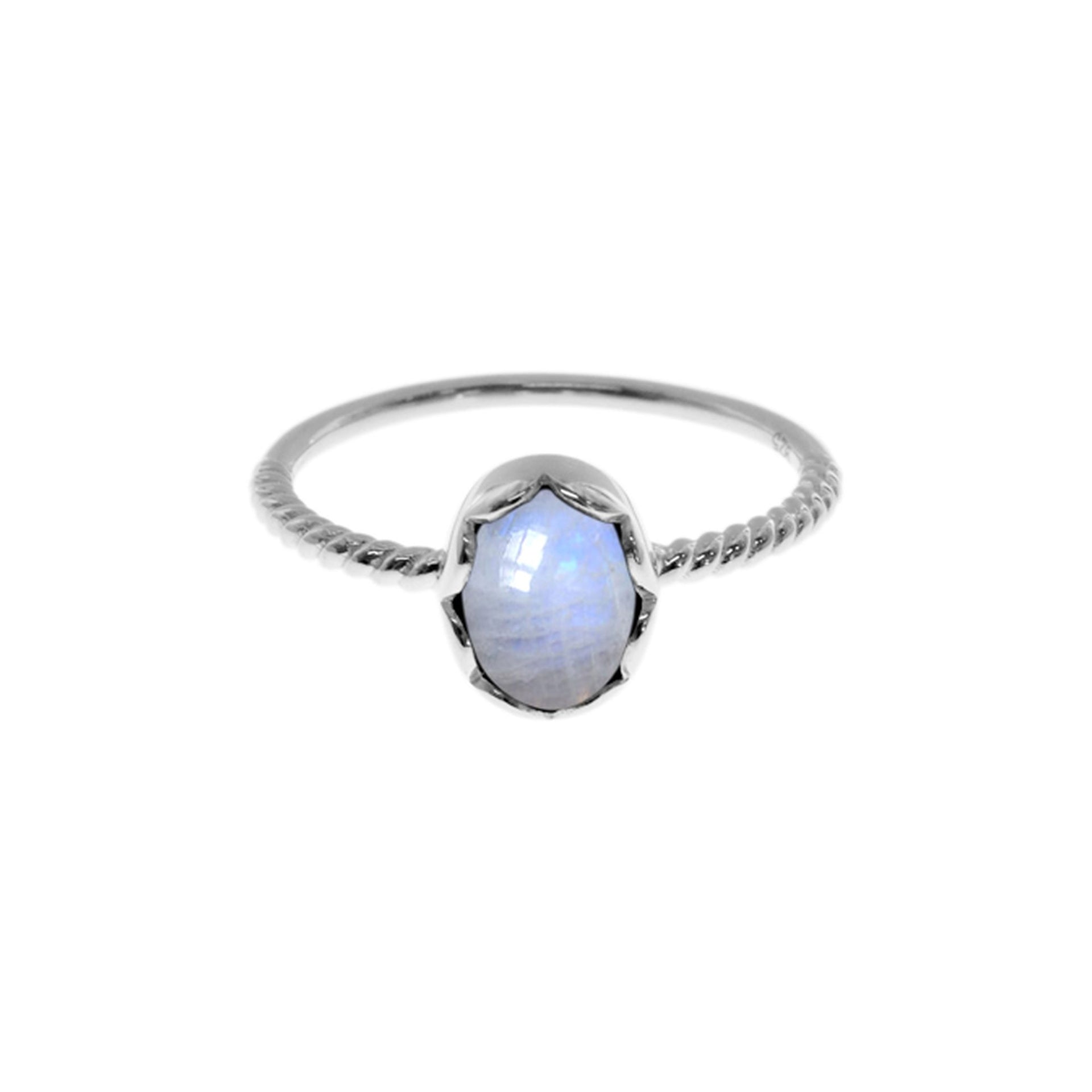 Bridget scallop edge rainbow moonstone ring