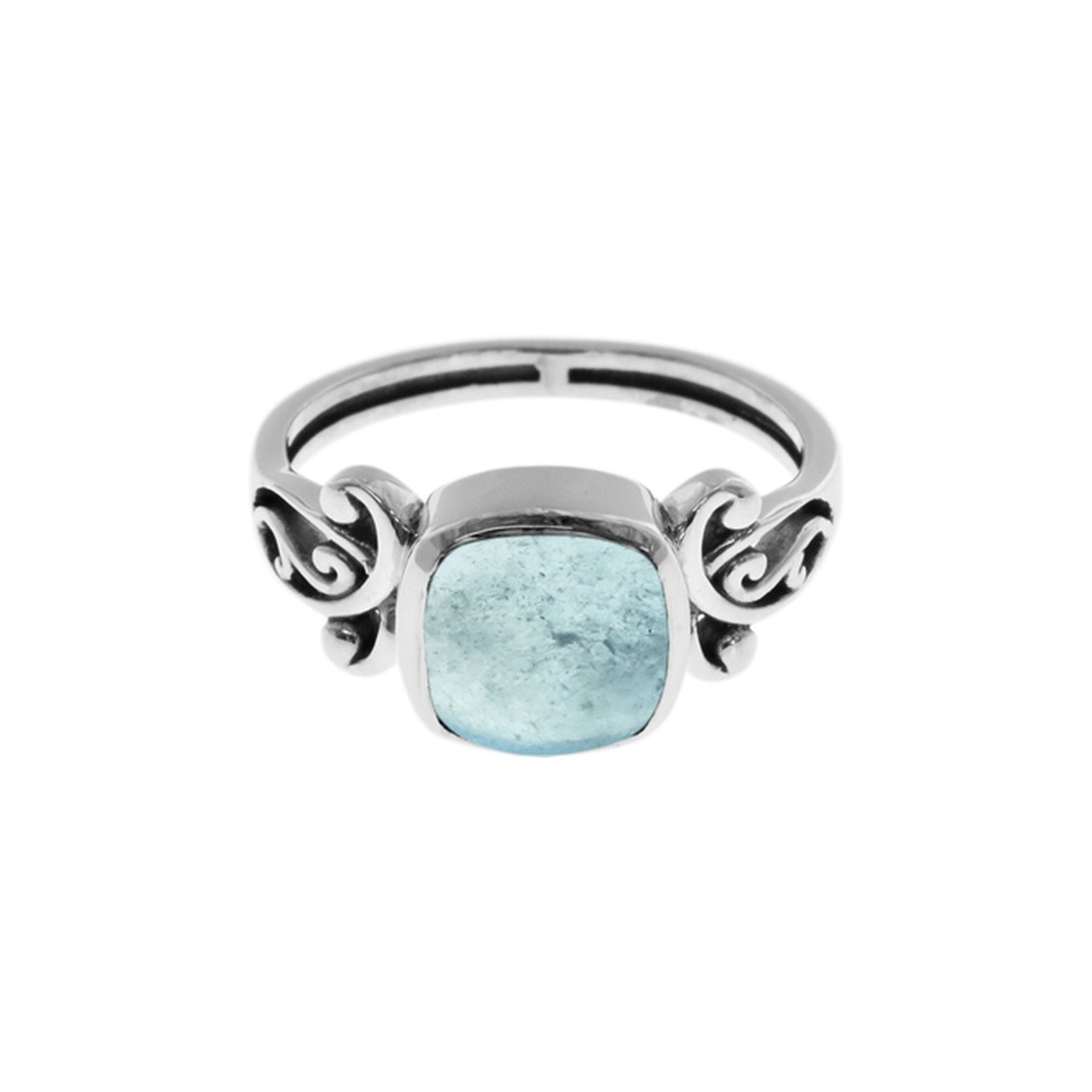 Isla cushion aquamarine ring