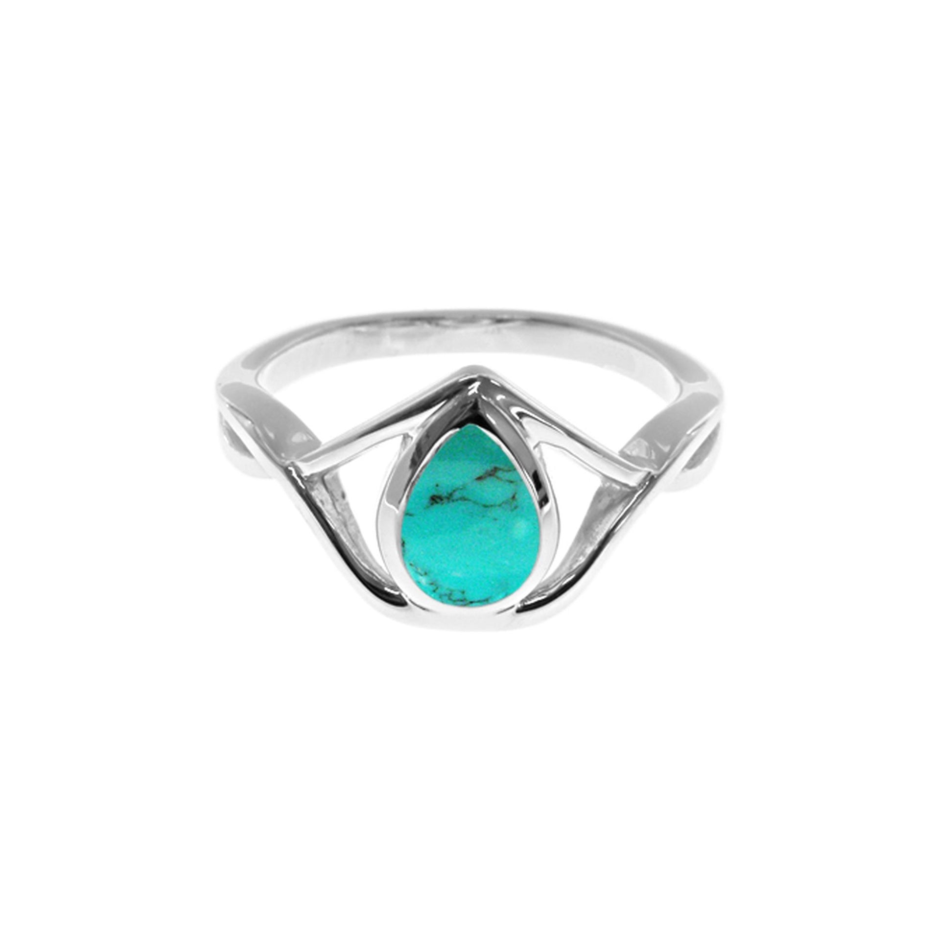 Betsy teardrop turquoise crossover ring