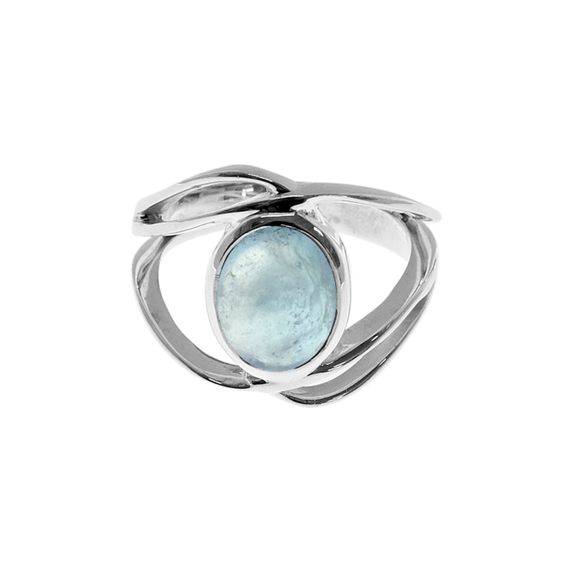 Betsy large crossover aquamarine ring
