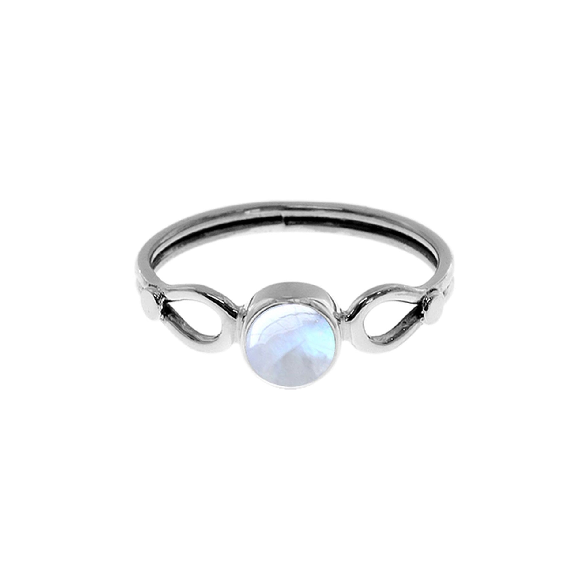 Betsy looped rainbow moonstone ring