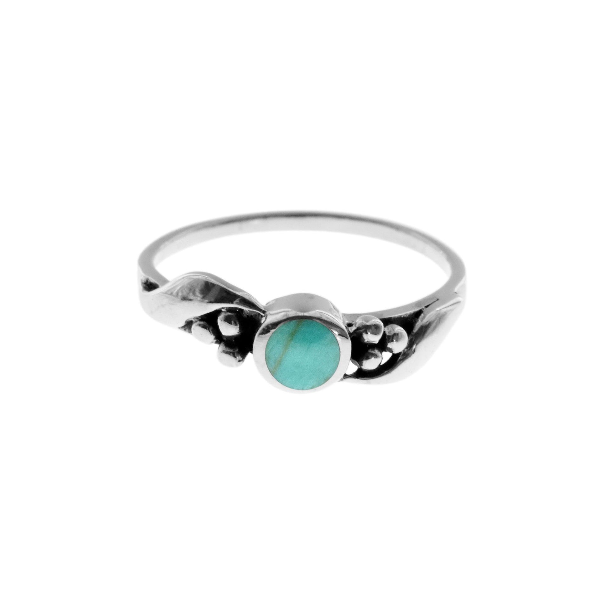 Tilly leaf and bud turquoise ring