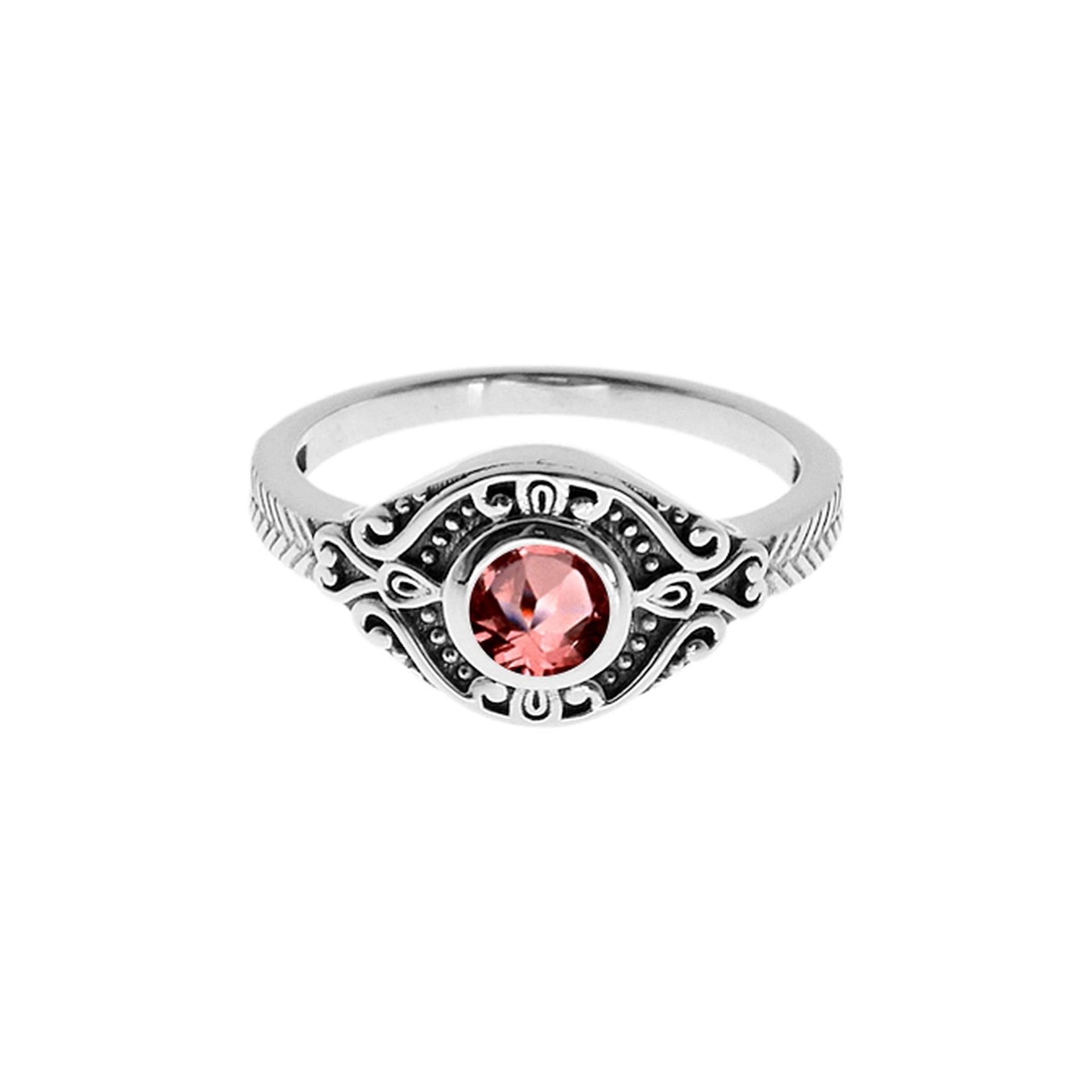 Catalina chunky ring with faceted garnet